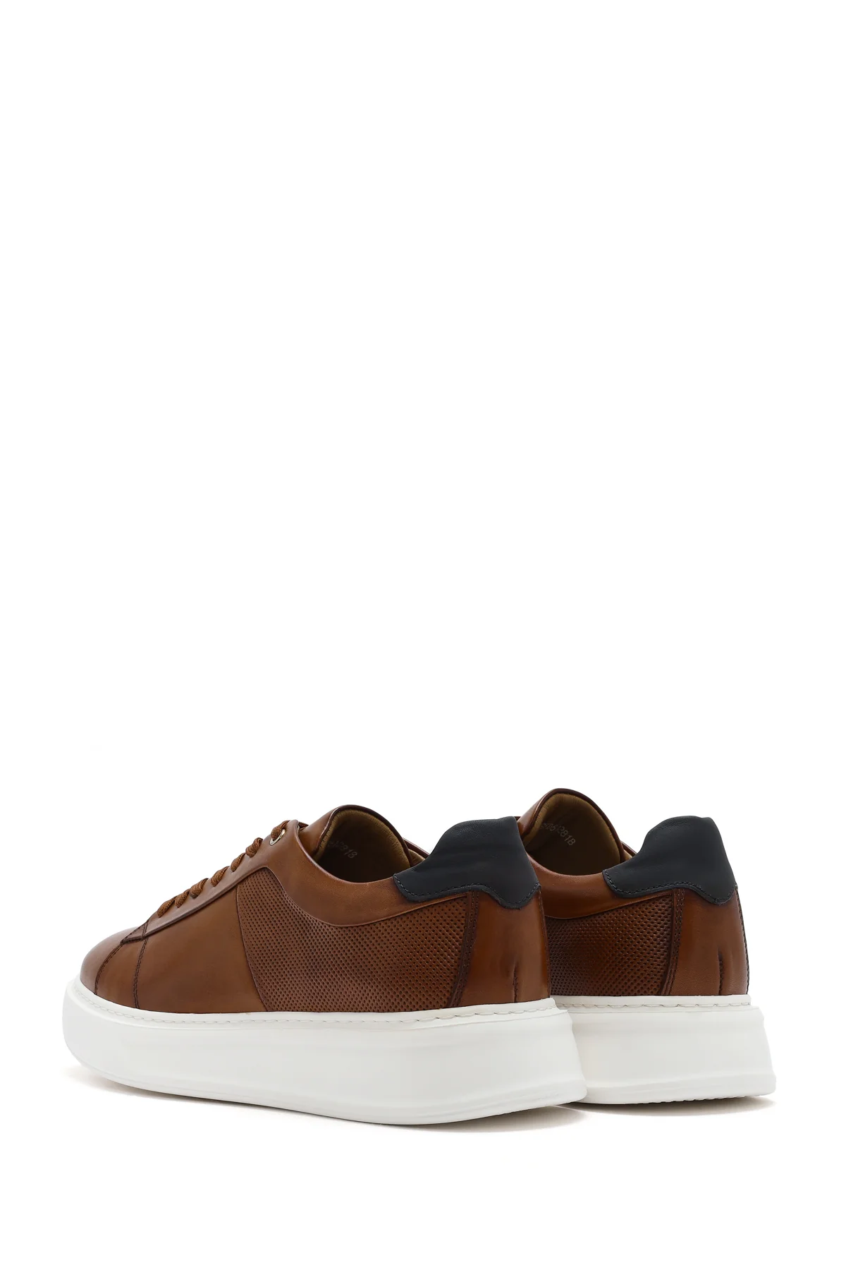Erkek Taba Bağcıklı Kalın Tabanlı Deri Sneaker - Image 6