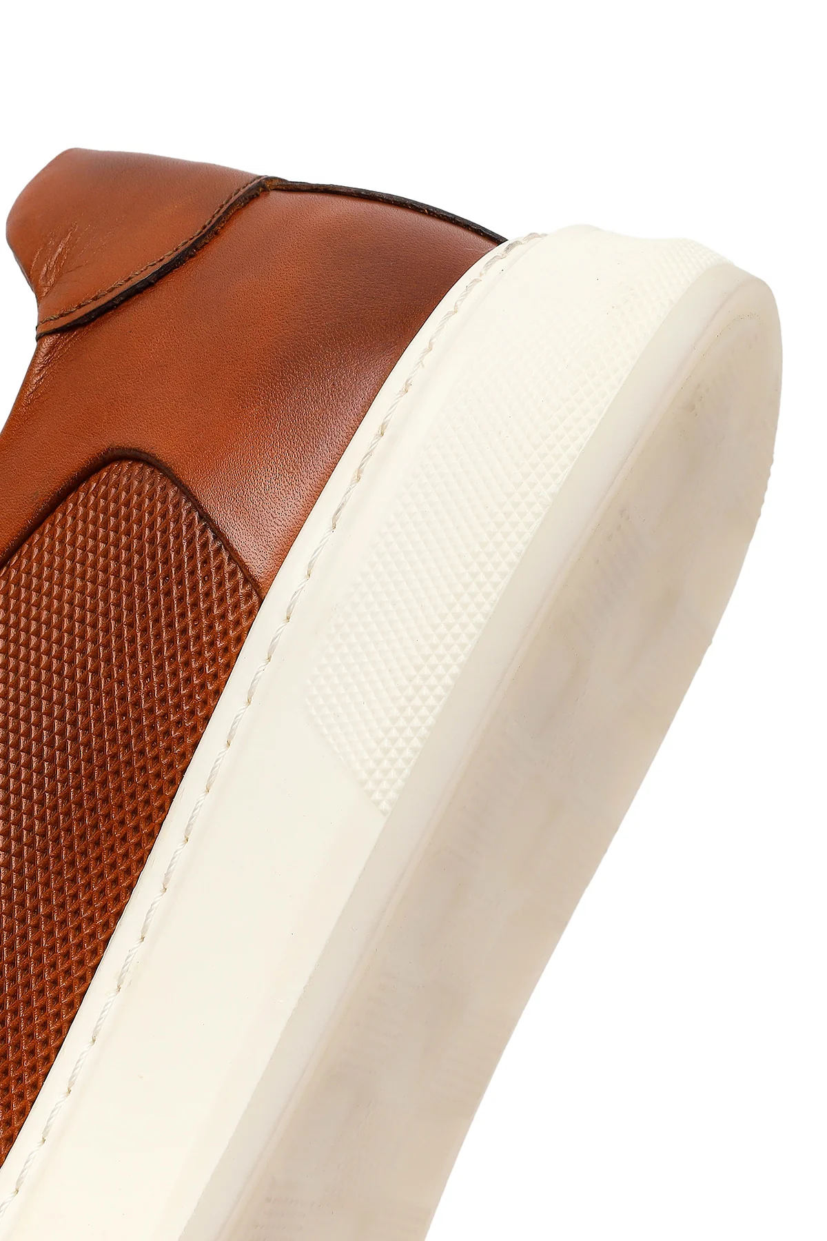 Erkek Taba Bağcıklı Kalın Tabanlı Deri Sneaker - Image 8