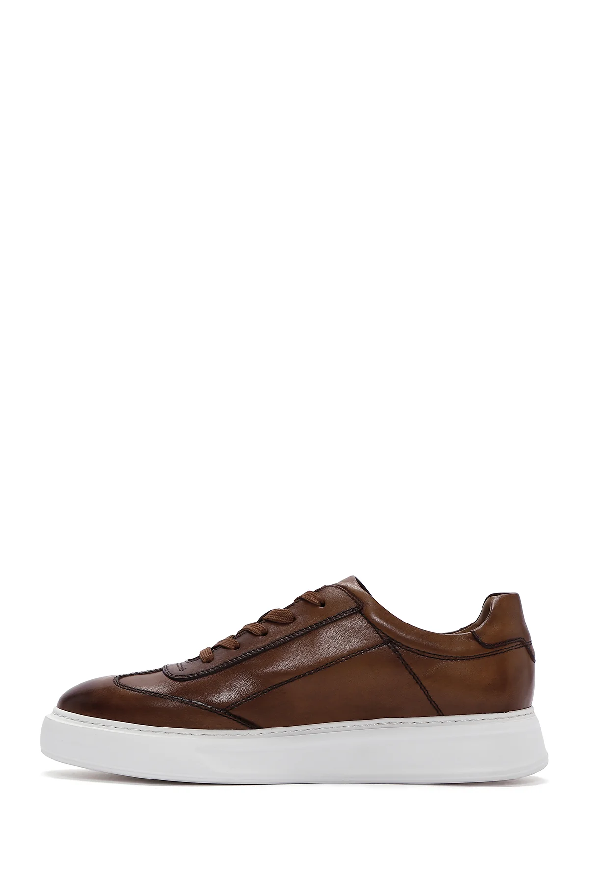 Erkek Taba Kalın Tabanlı Bağcıklı Deri Sneaker - Image 2