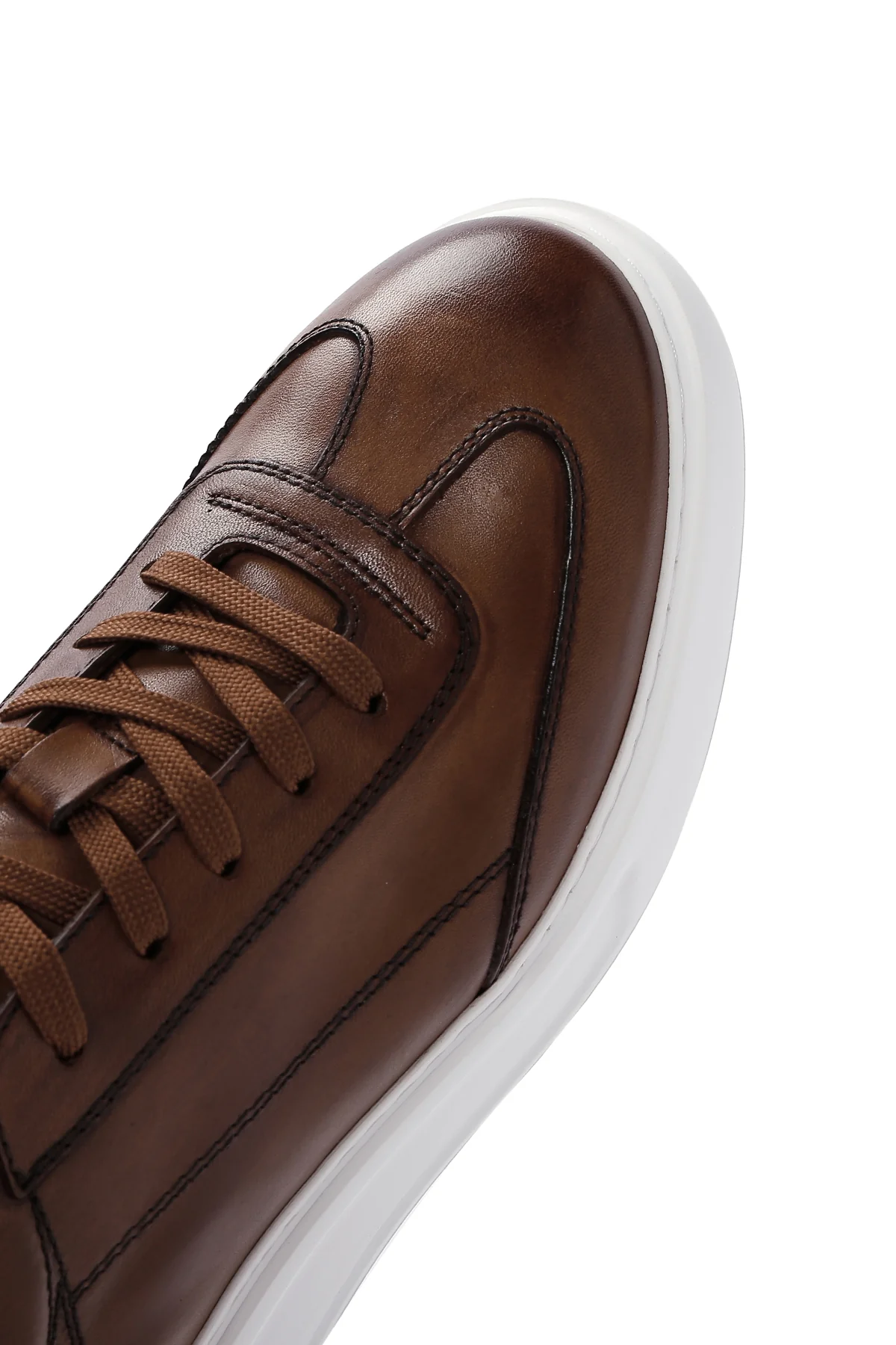 Erkek Taba Kalın Tabanlı Bağcıklı Deri Sneaker - Image 9
