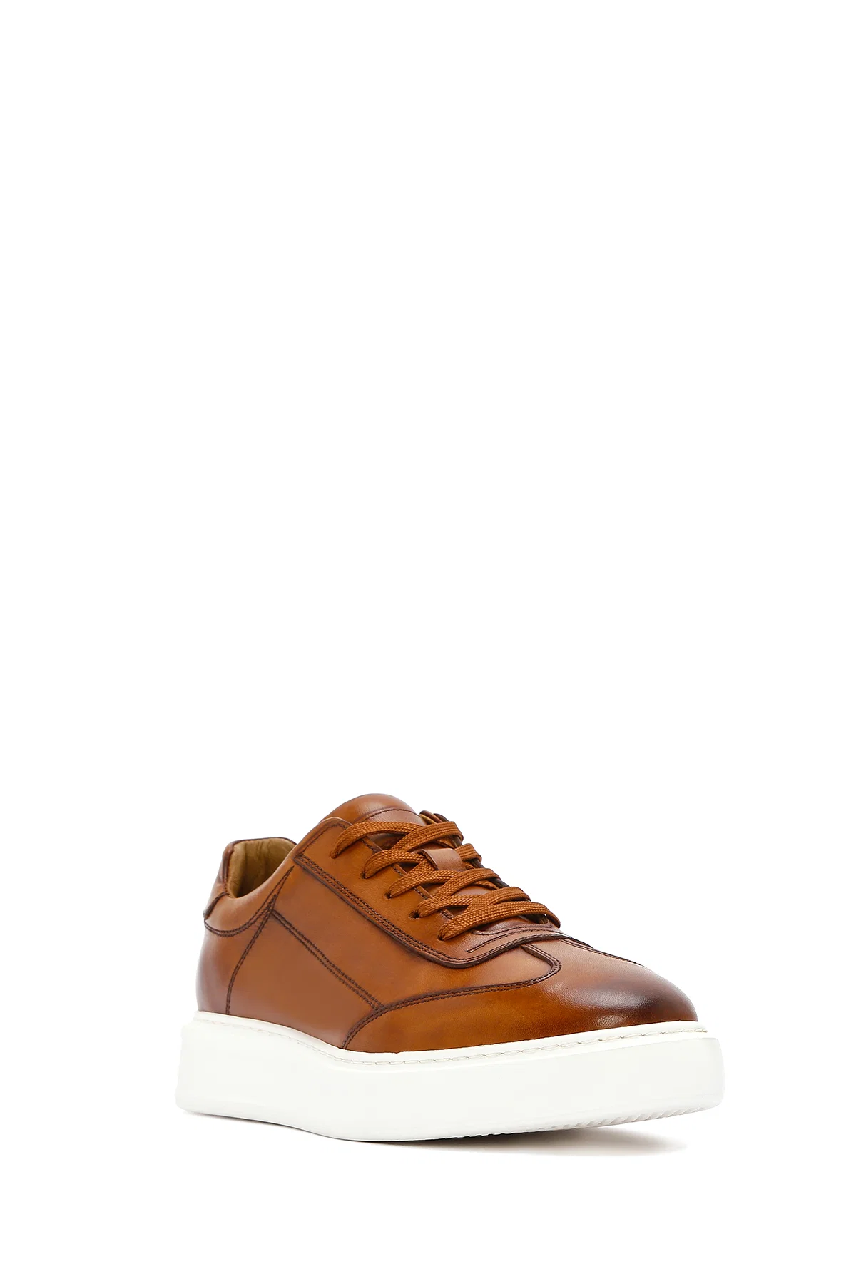 Erkek Taba Kalın Tabanlı Bağcıklı Deri Sneaker - Image 6