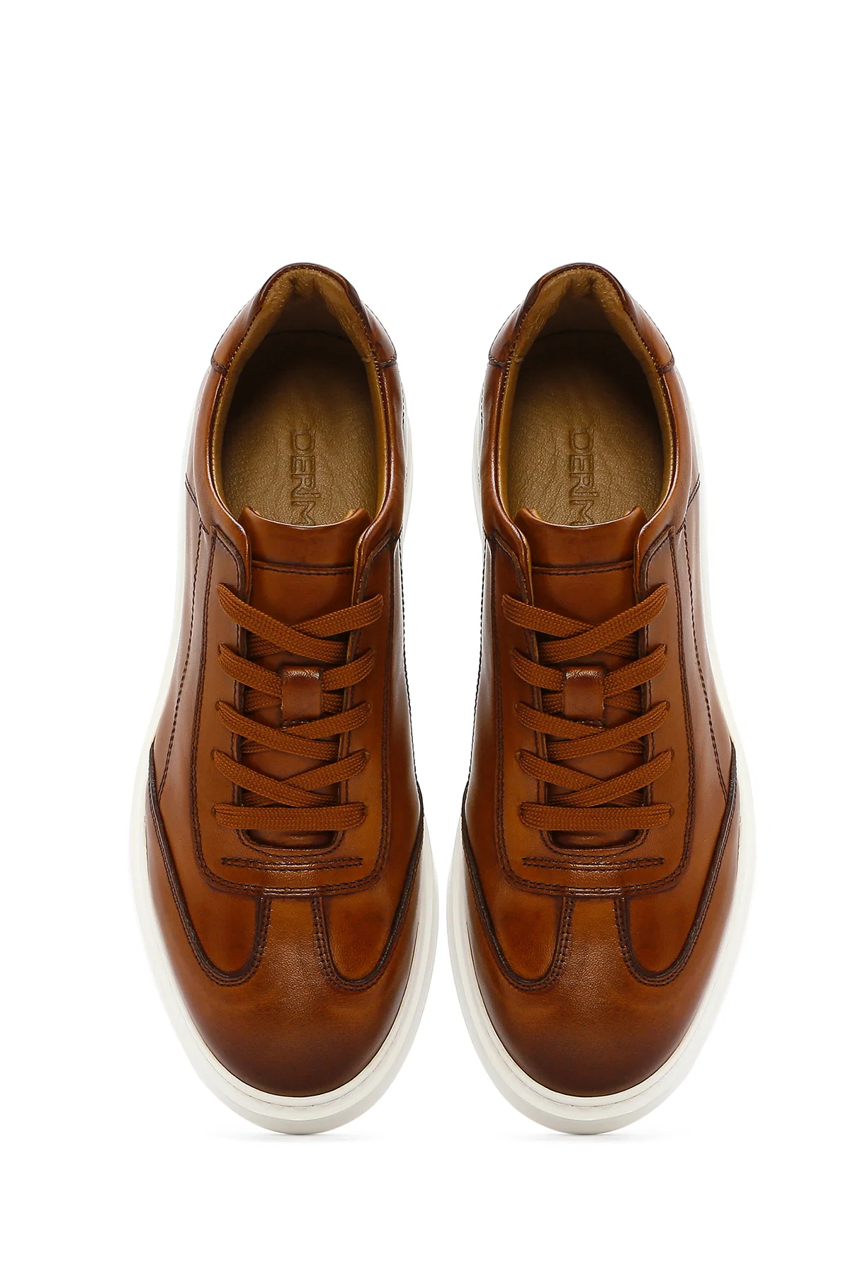 Erkek Taba Kalın Tabanlı Bağcıklı Deri Sneaker - Image 7
