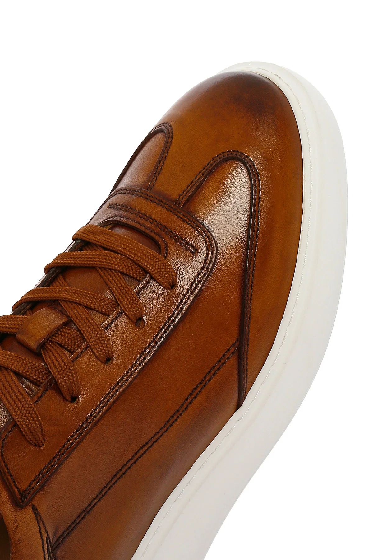 Erkek Taba Kalın Tabanlı Bağcıklı Deri Sneaker - Image 9