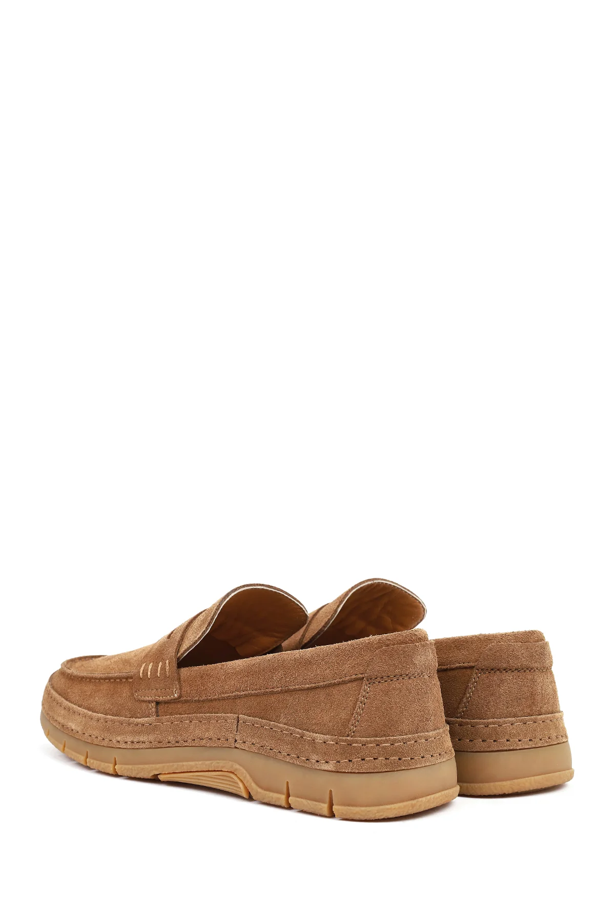Erkek Taba Kalın Tabanlı Süet Deri Loafer - Image 6
