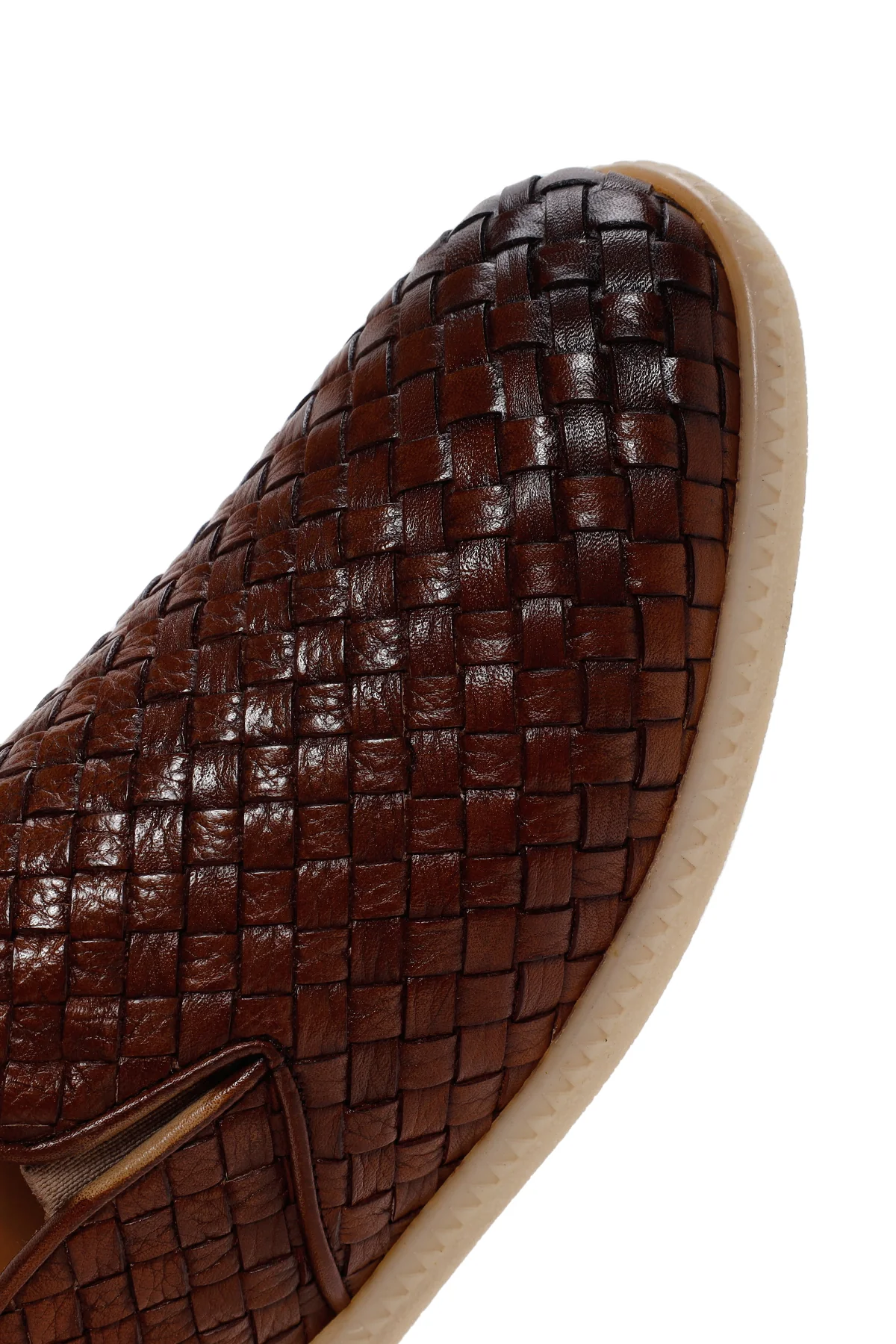 Erkek Taba Örgü Deri Casual Loafer - Image 11