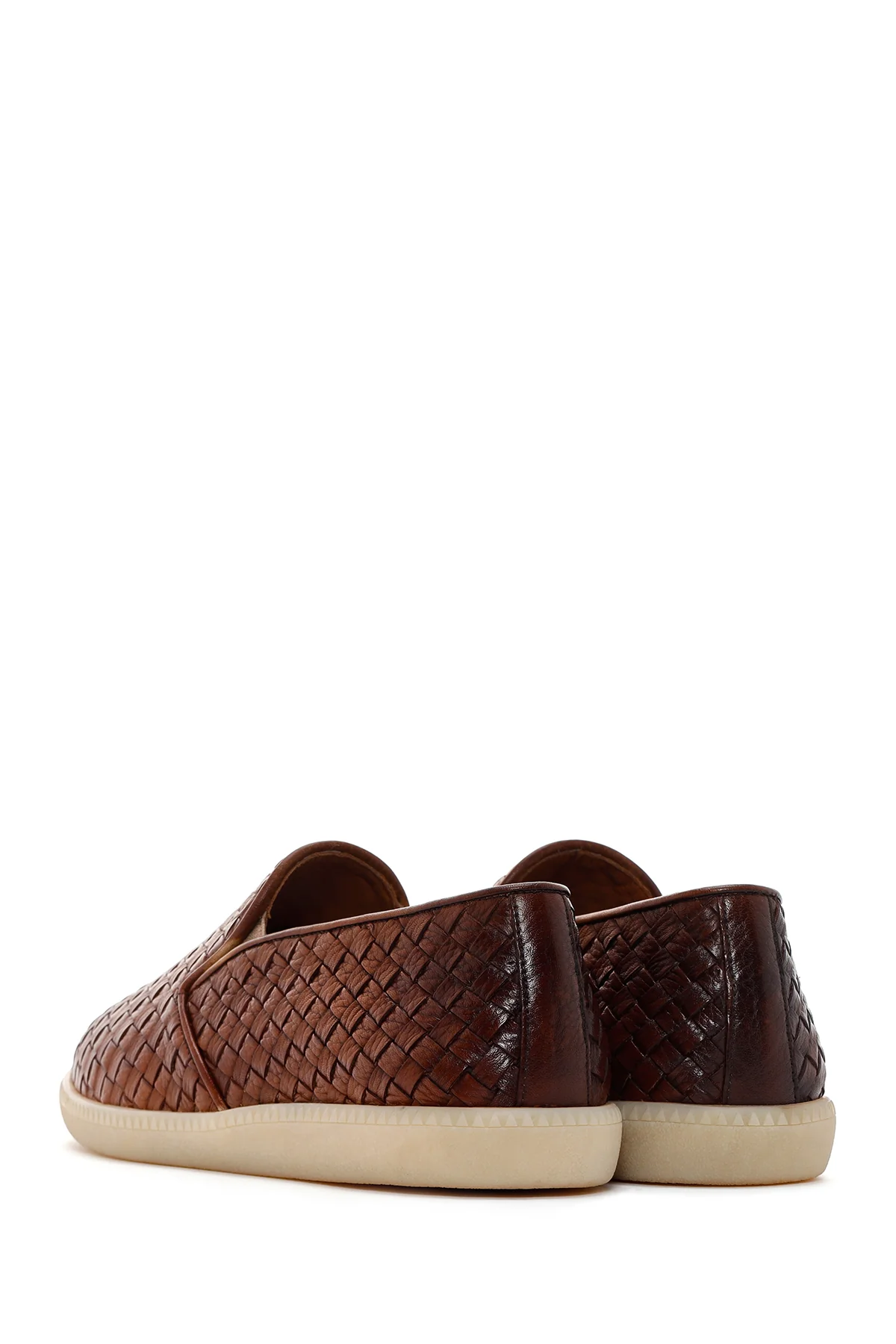 Erkek Taba Örgü Deri Casual Loafer - Image 7