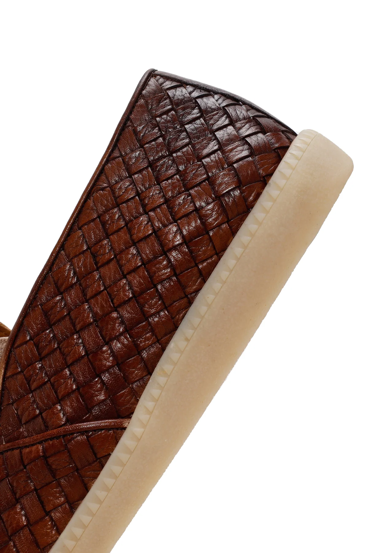 Erkek Taba Örgü Deri Casual Loafer - Image 9