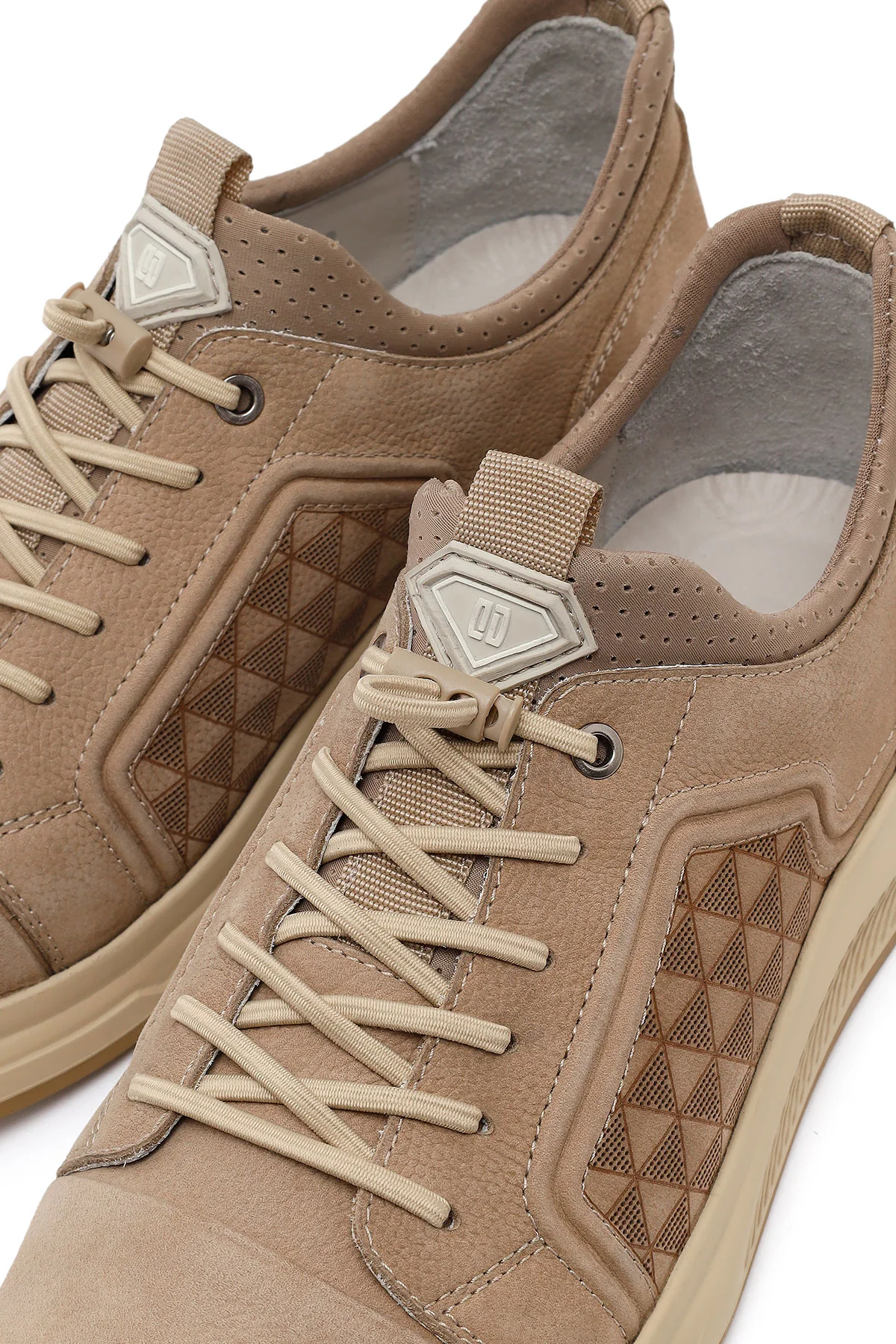 Erkek Vizon Bağcıklı Baskılı Nubuk Deri Sneaker - Image 10