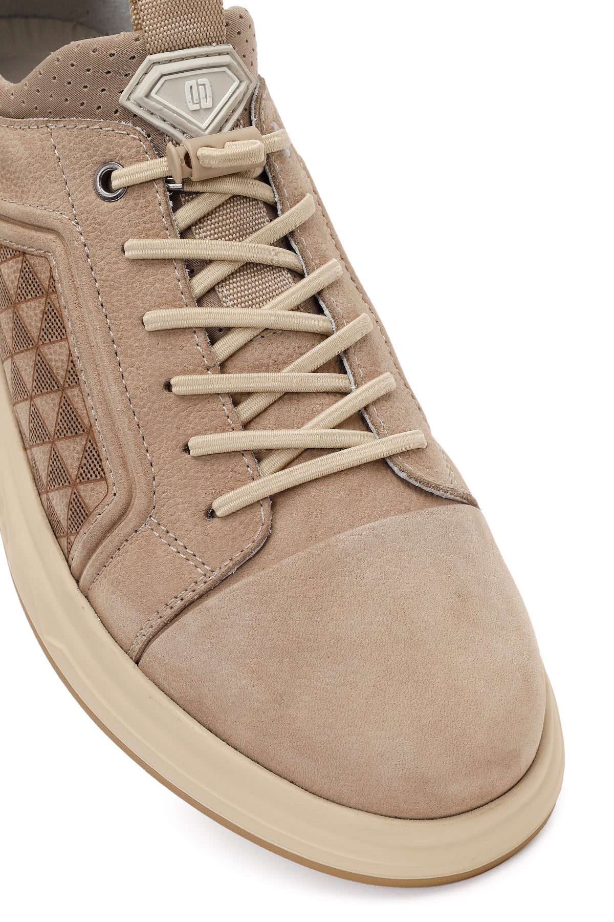 Erkek Vizon Bağcıklı Baskılı Nubuk Deri Sneaker - Image 9