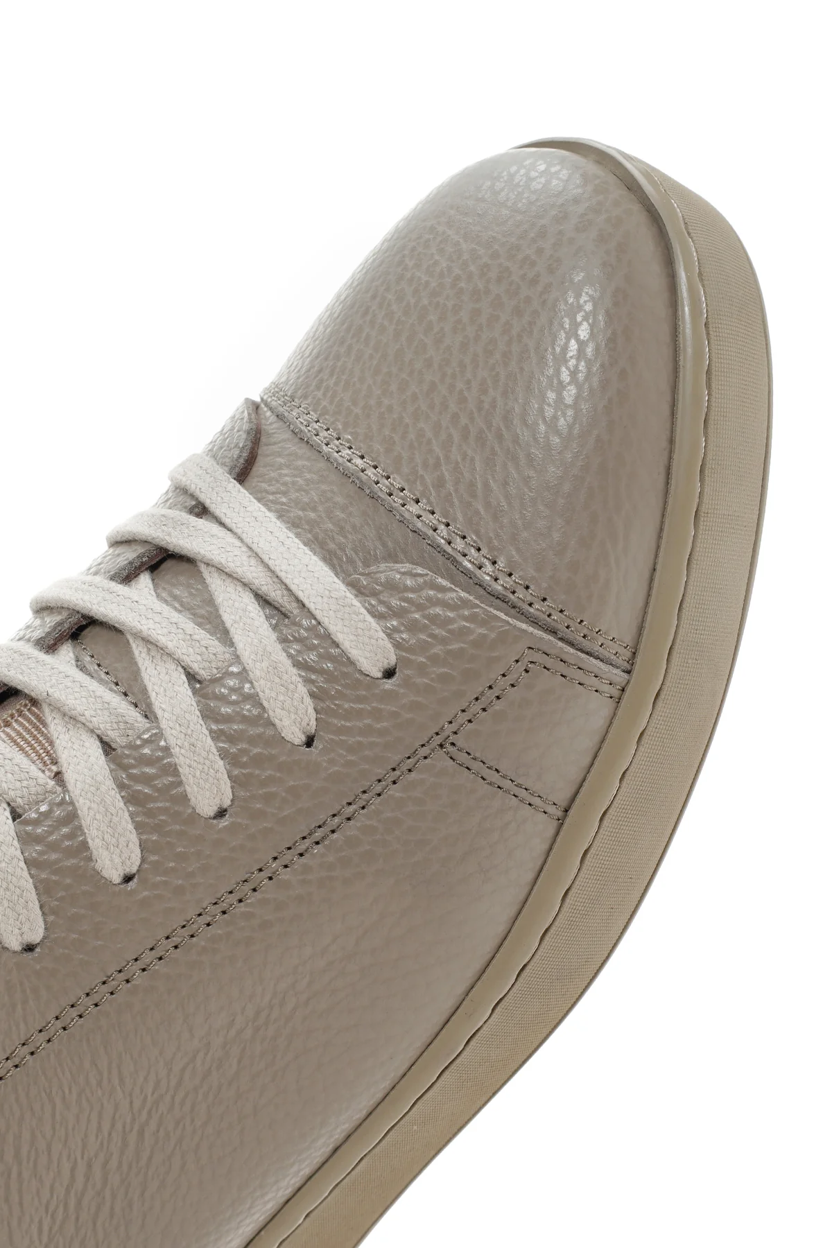 Erkek Vizon Bağcıklı Deri Sneaker - Image 9