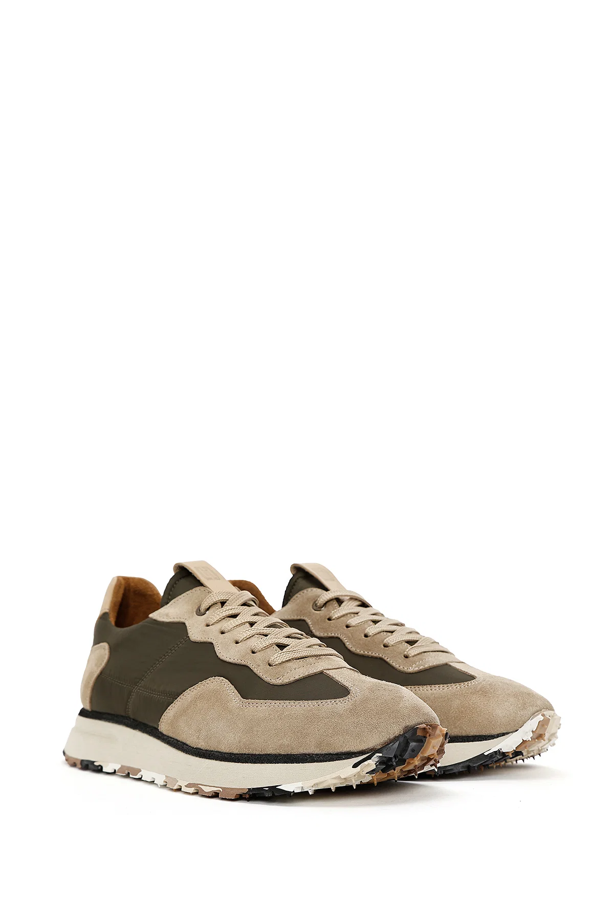 Erkek Vizon Bağcıklı Deri Sneaker - Image 3