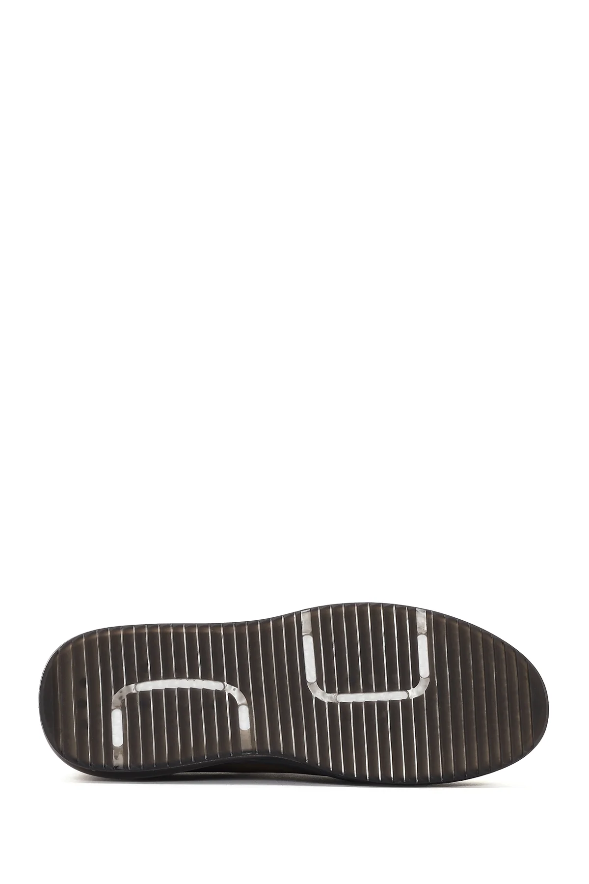 Erkek Vizon Bağcıklı Kalın Tabanlı Deri Casual Sneaker - Image 4