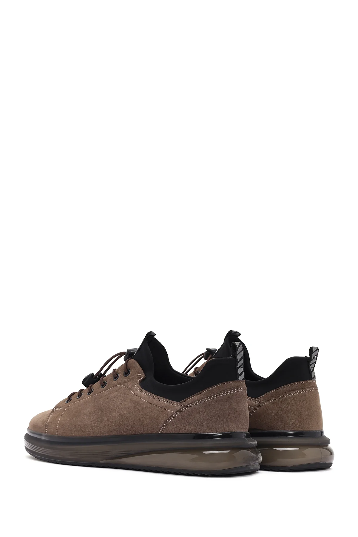 Erkek Vizon Bağcıklı Kalın Tabanlı Deri Casual Sneaker - Image 5