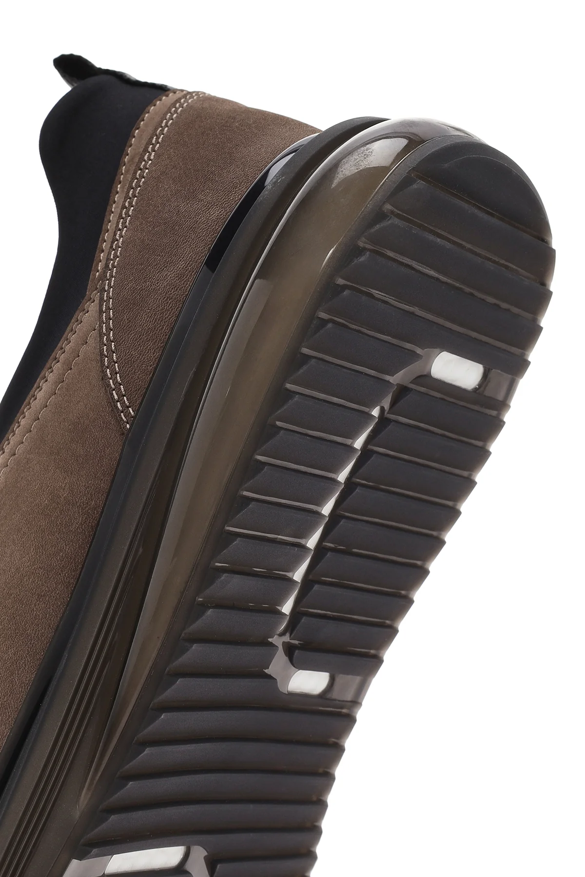 Erkek Vizon Bağcıklı Kalın Tabanlı Deri Casual Sneaker - Image 8