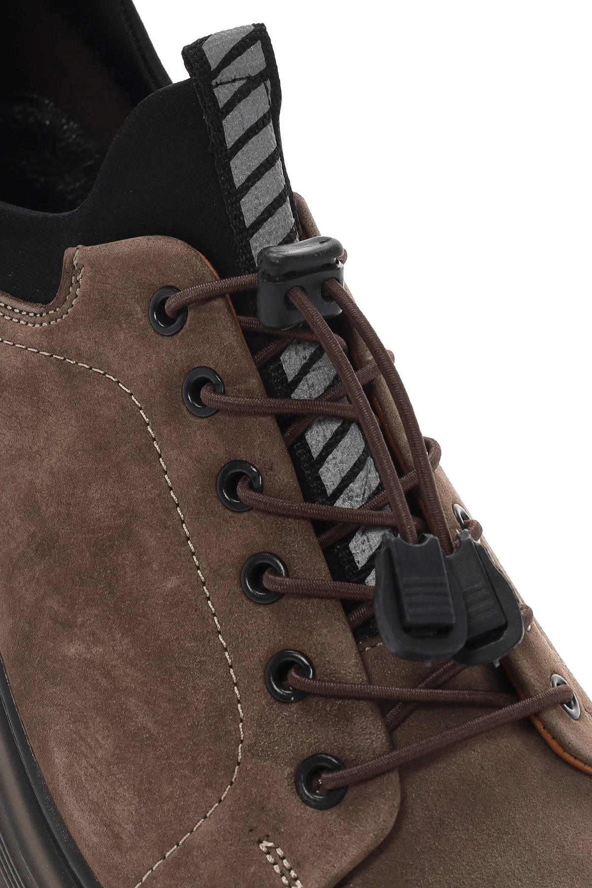 Erkek Vizon Bağcıklı Kalın Tabanlı Deri Casual Sneaker - Image 9
