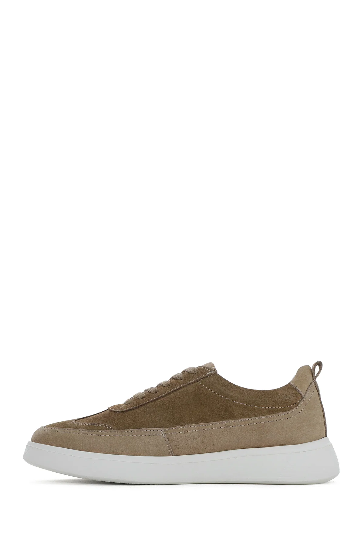 Erkek Vizon Bağcıklı Kalın Tabanlı Deri Sneaker - Image 2