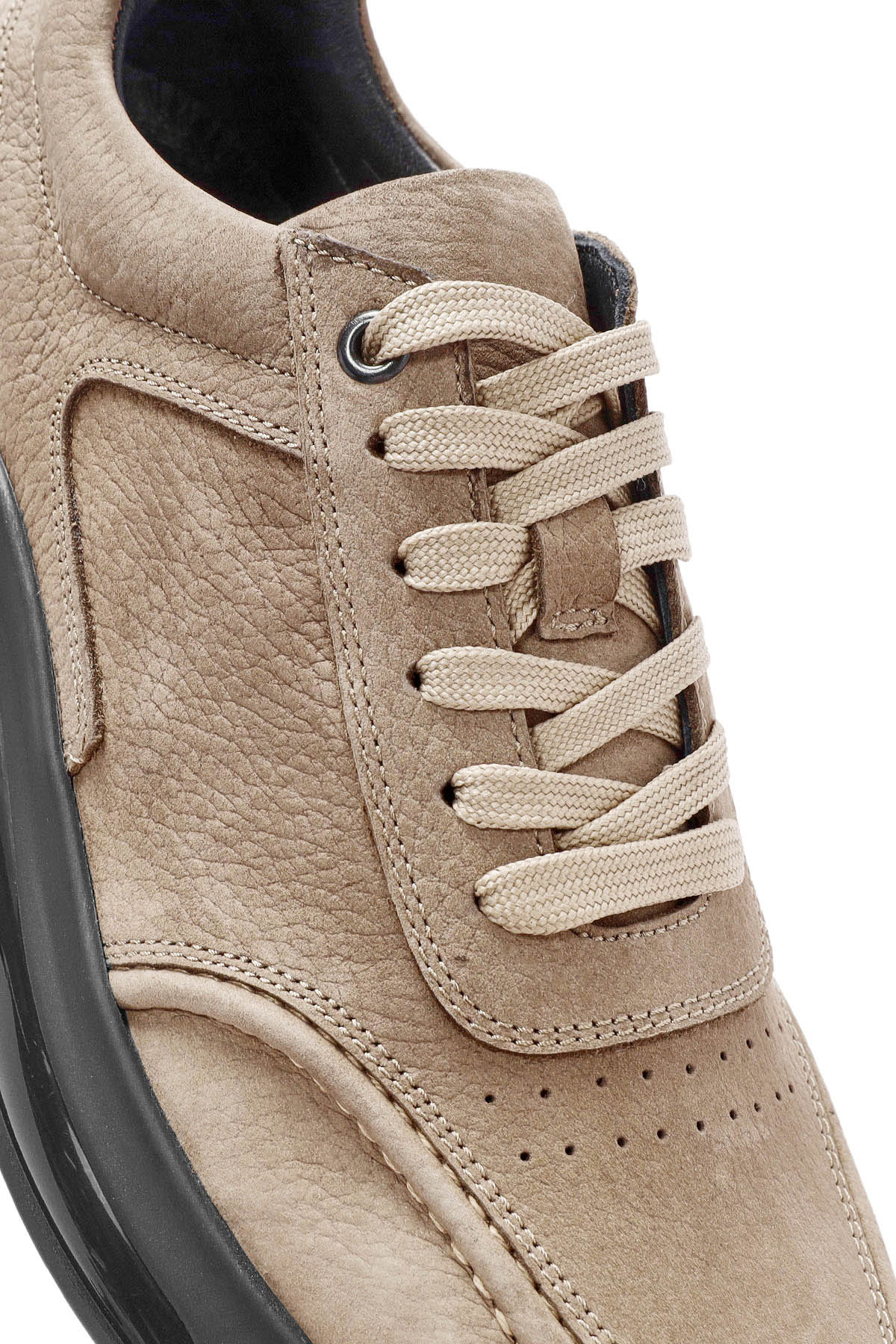 Erkek Vizon Bağcıklı Kalın Tabanlı Nubuk Deri Sneaker - Image 9