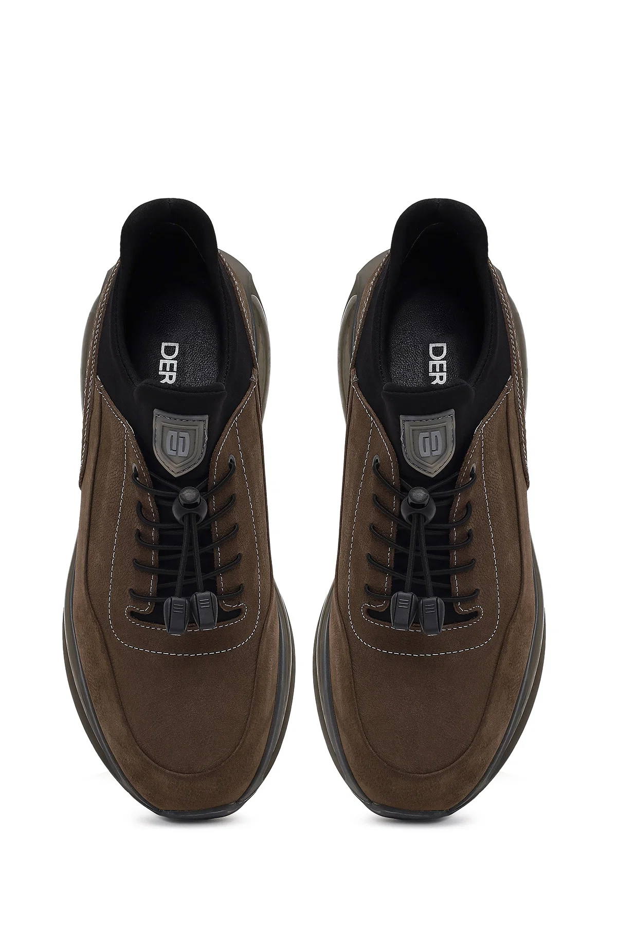 Erkek Vizon Bağcıklı Kalın Tabanlı Nubuk Deri Sneaker - Image 7