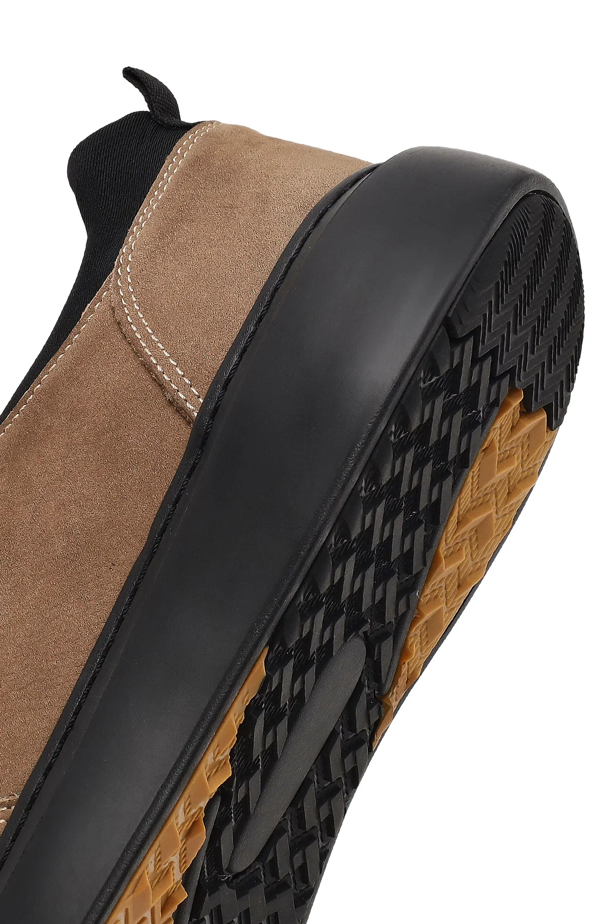 Erkek Vizon Bağcıklı Kalın Tabanlı Nubuk Deri Sneaker - Image 8