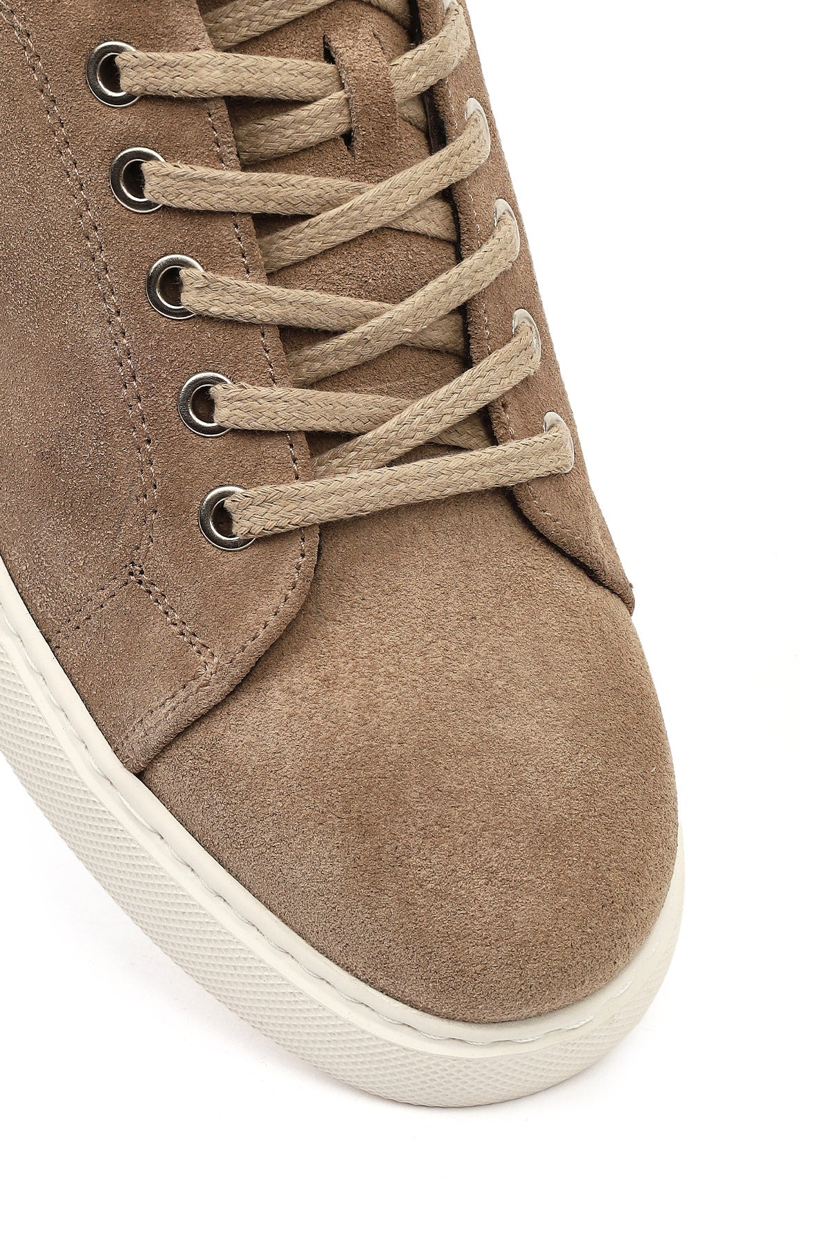 Erkek Vizon Bağcıklı Kalın Tabanlı Süet Deri Casual Sneaker - Image 9