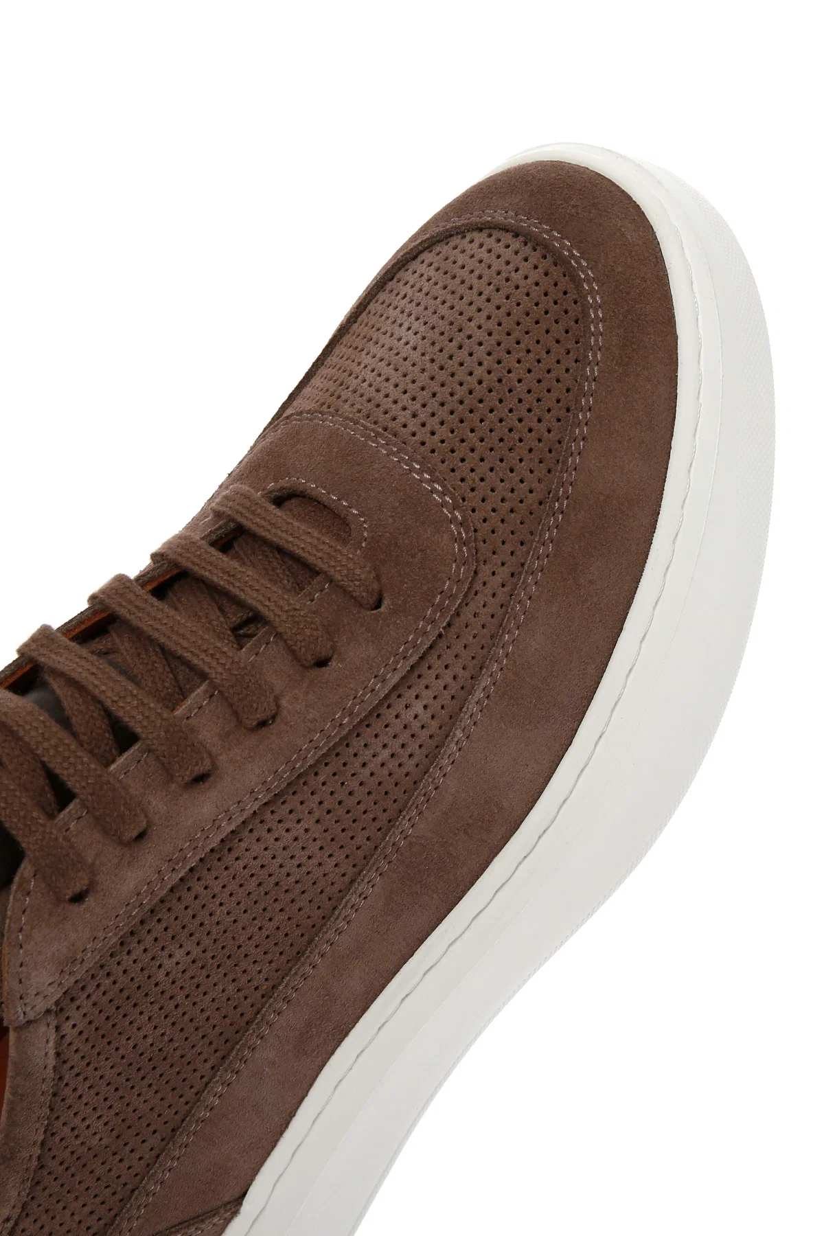 Erkek Vizon Bağcıklı Kalın Tabanlı Süet Deri Sneaker - Image 9