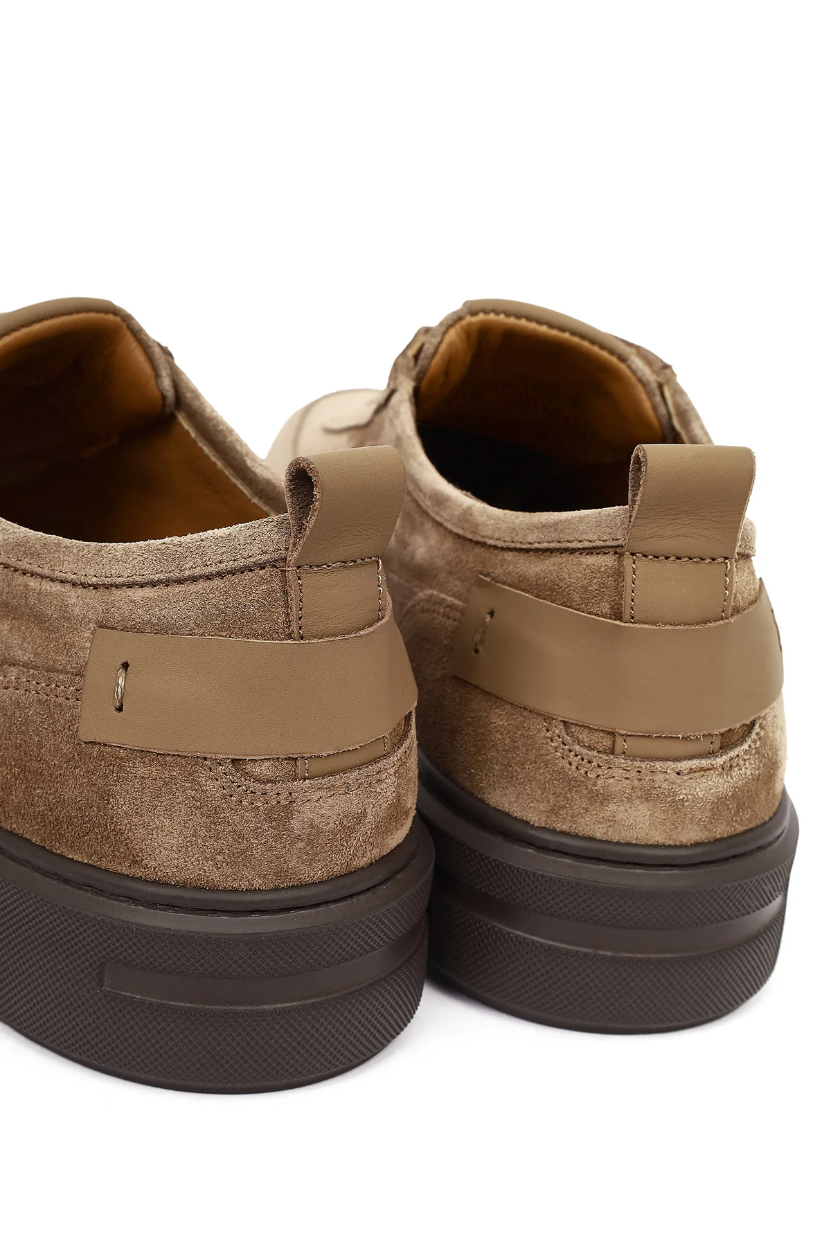 Erkek Vizon Bağcıklı Kalın Tabanlı Süet Deri Sneaker - Image 10