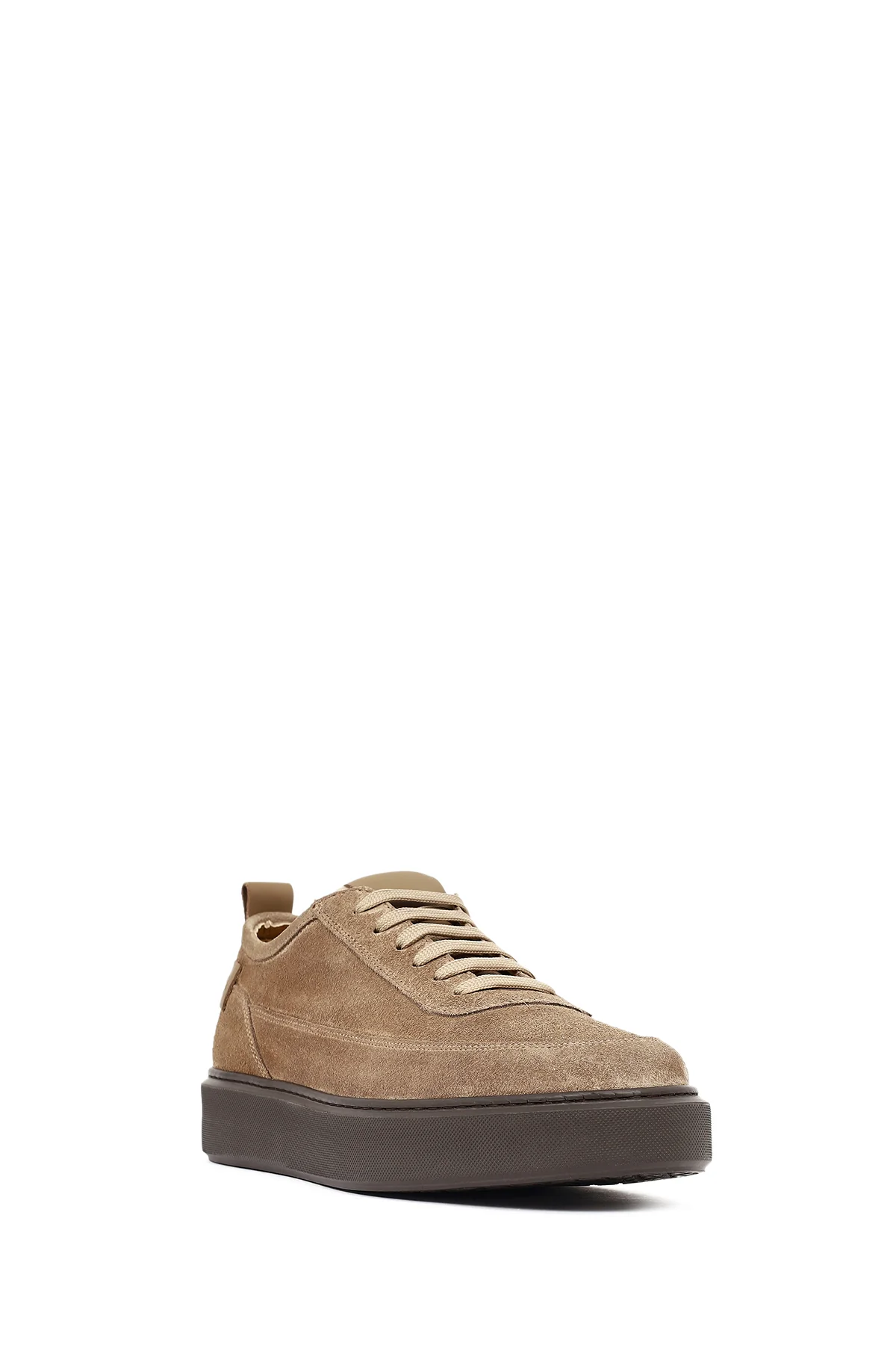 Erkek Vizon Bağcıklı Kalın Tabanlı Süet Deri Sneaker - Image 7