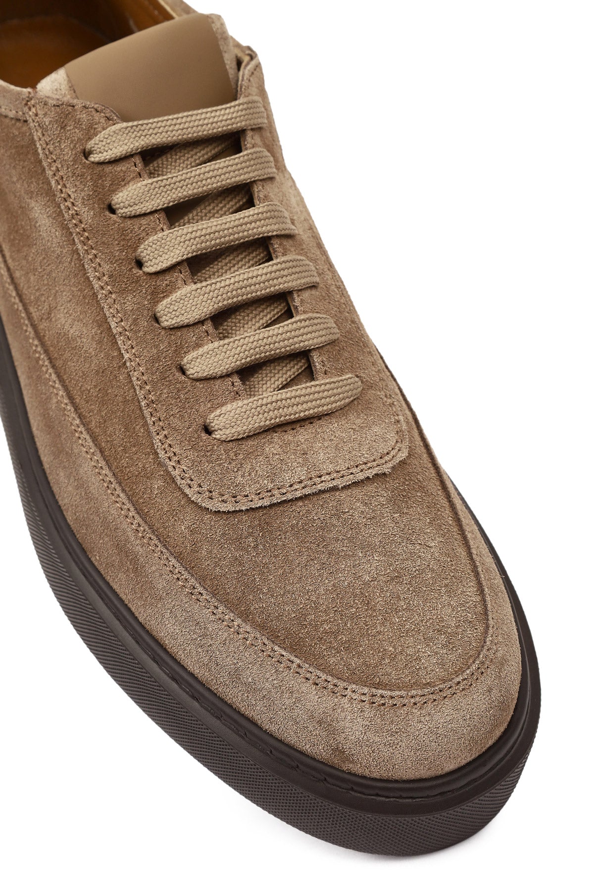 Erkek Vizon Bağcıklı Kalın Tabanlı Süet Deri Sneaker - Image 9