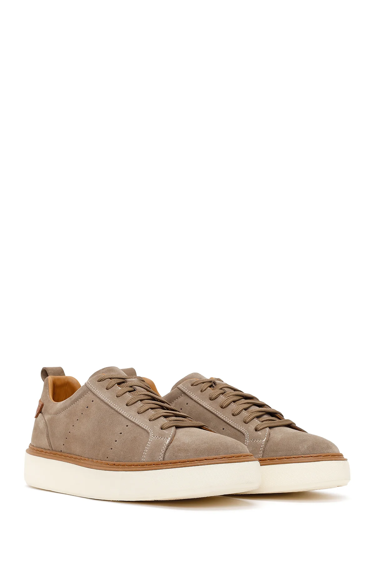 Erkek Vizon Bağcıklı Kalın Tabanlı Süet Deri Sneaker - Image 2