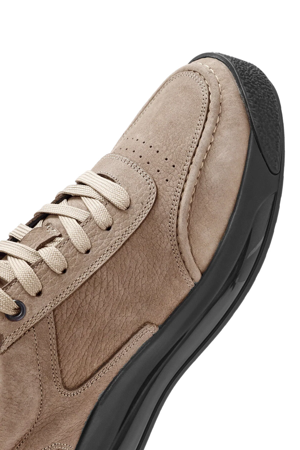 Erkek Vizon Bağcıklı Nubuk Deri Sneaker - Image 10