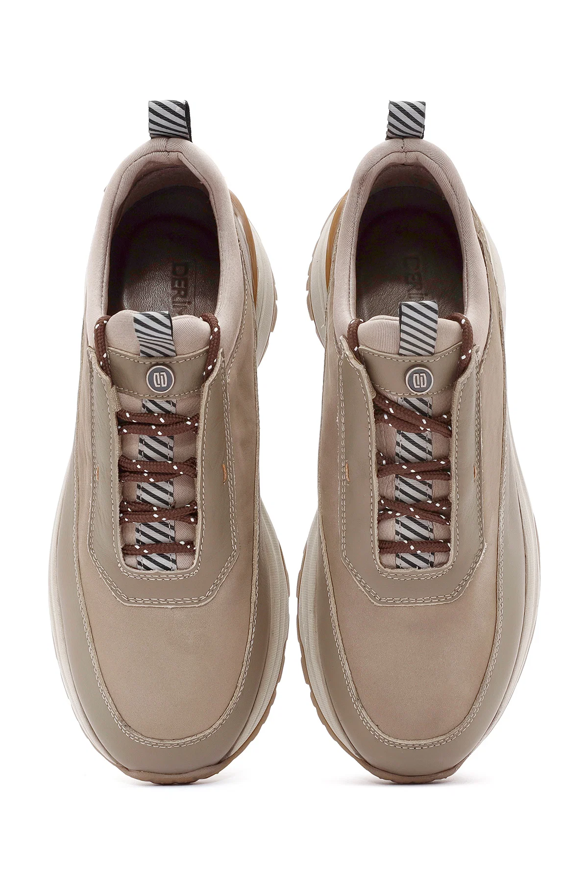 Erkek Vizon Bağcıklı Nubuk Deri Sneaker - Image 6