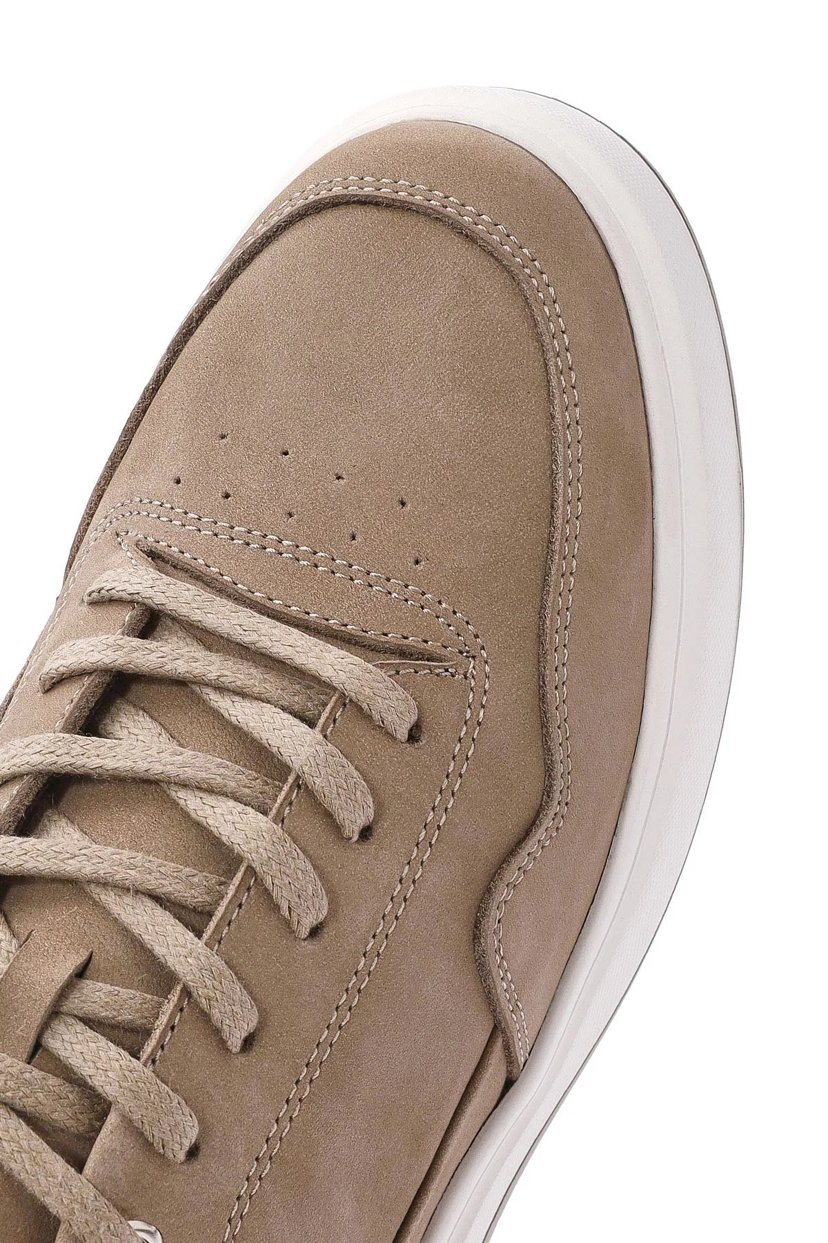 Erkek Vizon Bağcıklı Nubuk Deri Sneaker - Image 8