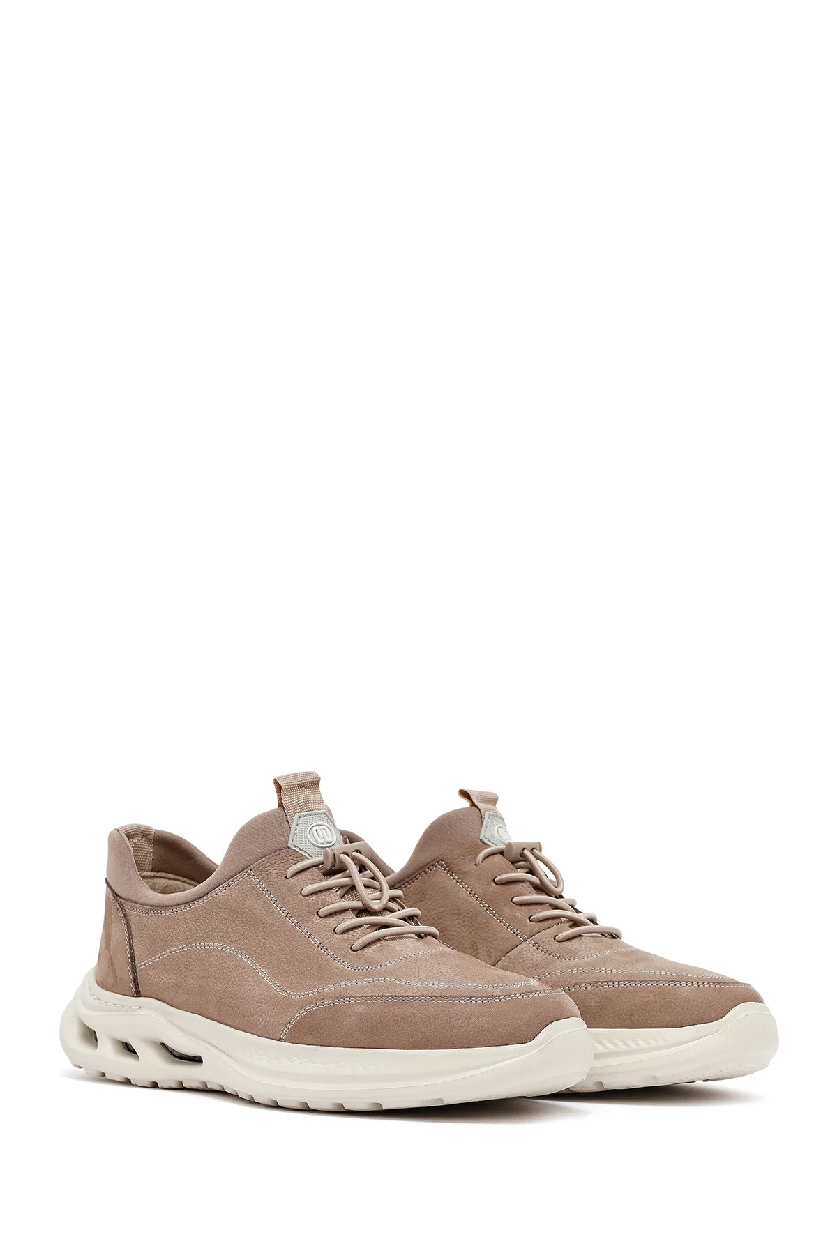 Erkek Vizon Bağcıklı Nubuk Deri Sneaker - Image 3