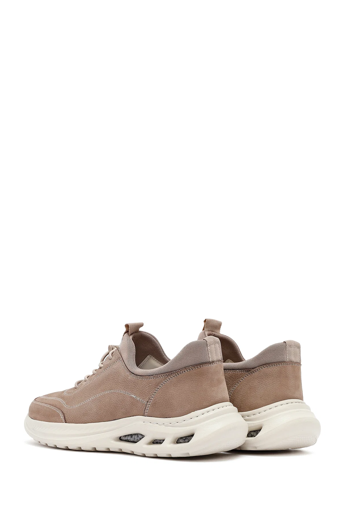 Erkek Vizon Bağcıklı Nubuk Deri Sneaker - Image 5