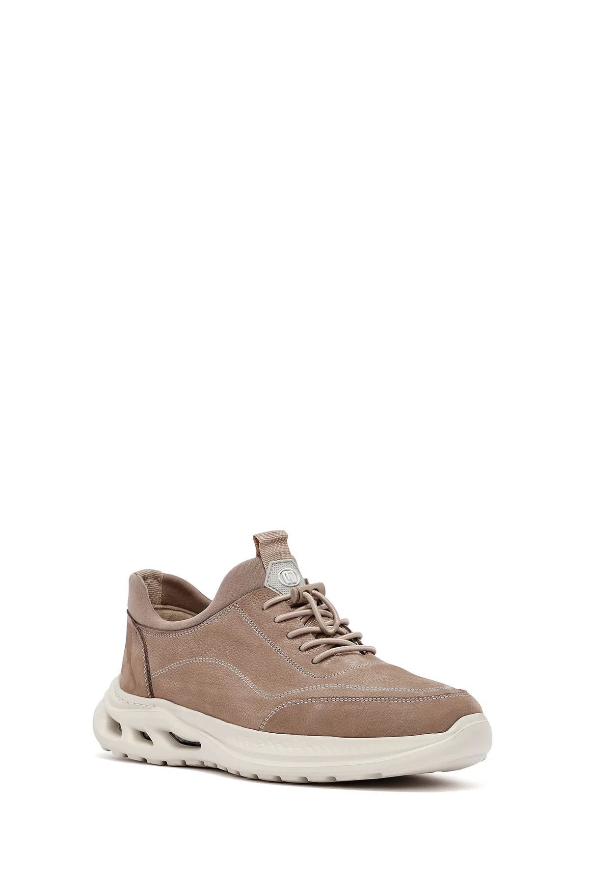 Erkek Vizon Bağcıklı Nubuk Deri Sneaker - Image 6