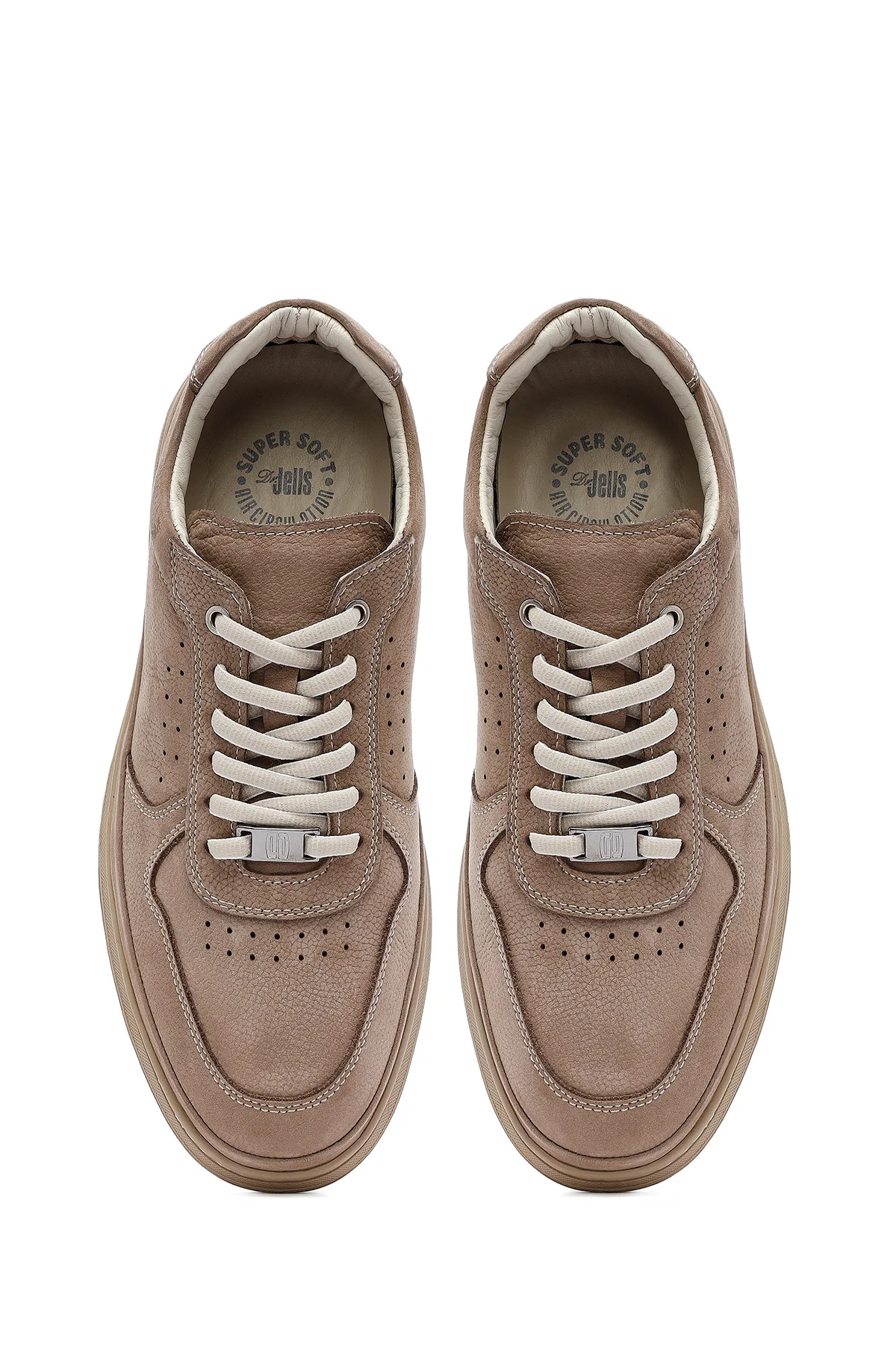 Erkek Vizon Bağcıklı Nubuk Deri Sneaker - Image 7