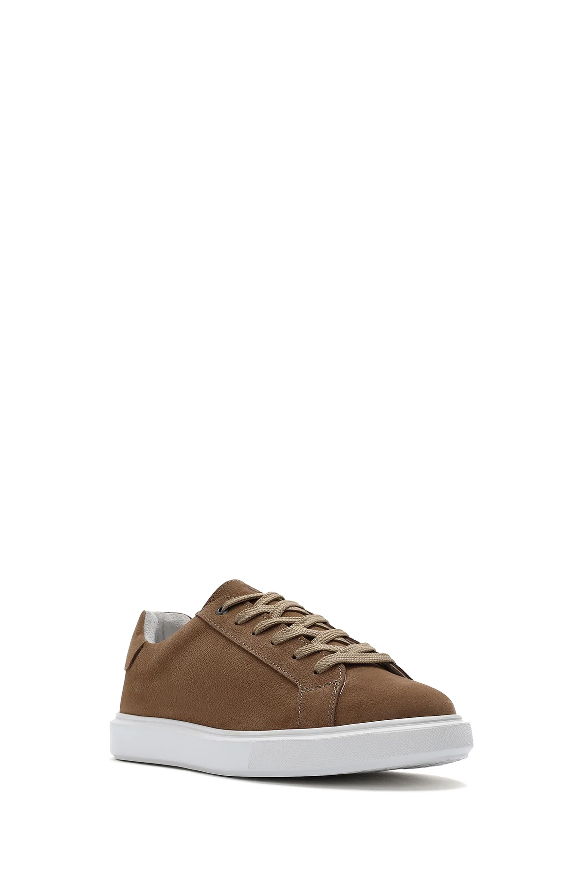Erkek Vizon Bağcıklı Nubuk Deri Sneaker - Image 6
