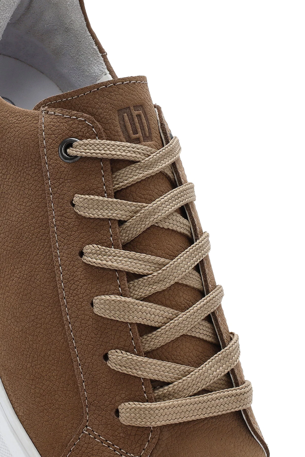 Erkek Vizon Bağcıklı Nubuk Deri Sneaker - Image 9