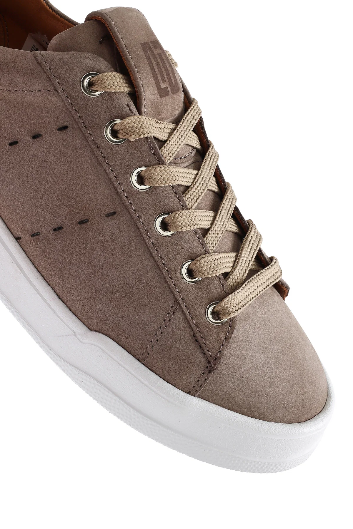 Erkek Vizon Bağcıklı Nubuk Deri Sneaker - Image 9