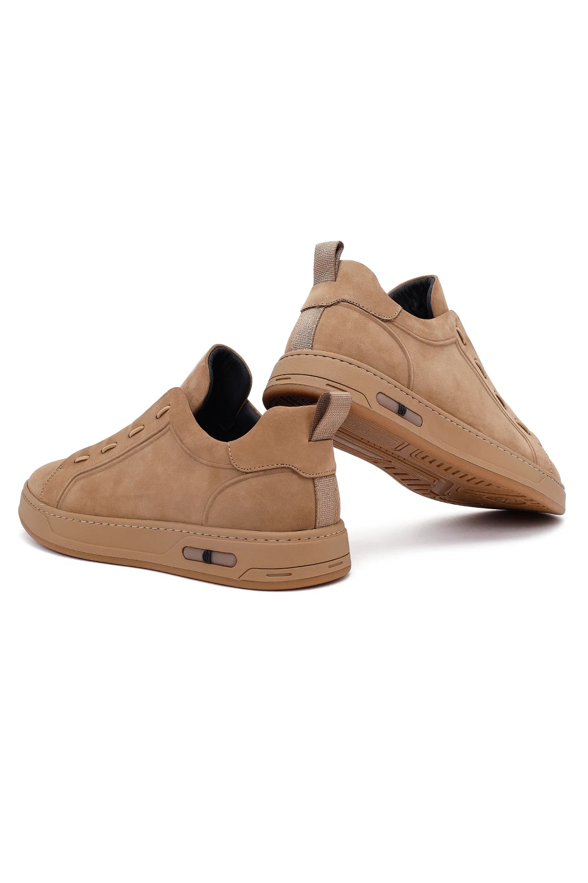 Erkek Vizon Bağcıklı Nubuk Deri Sneaker - Image 10
