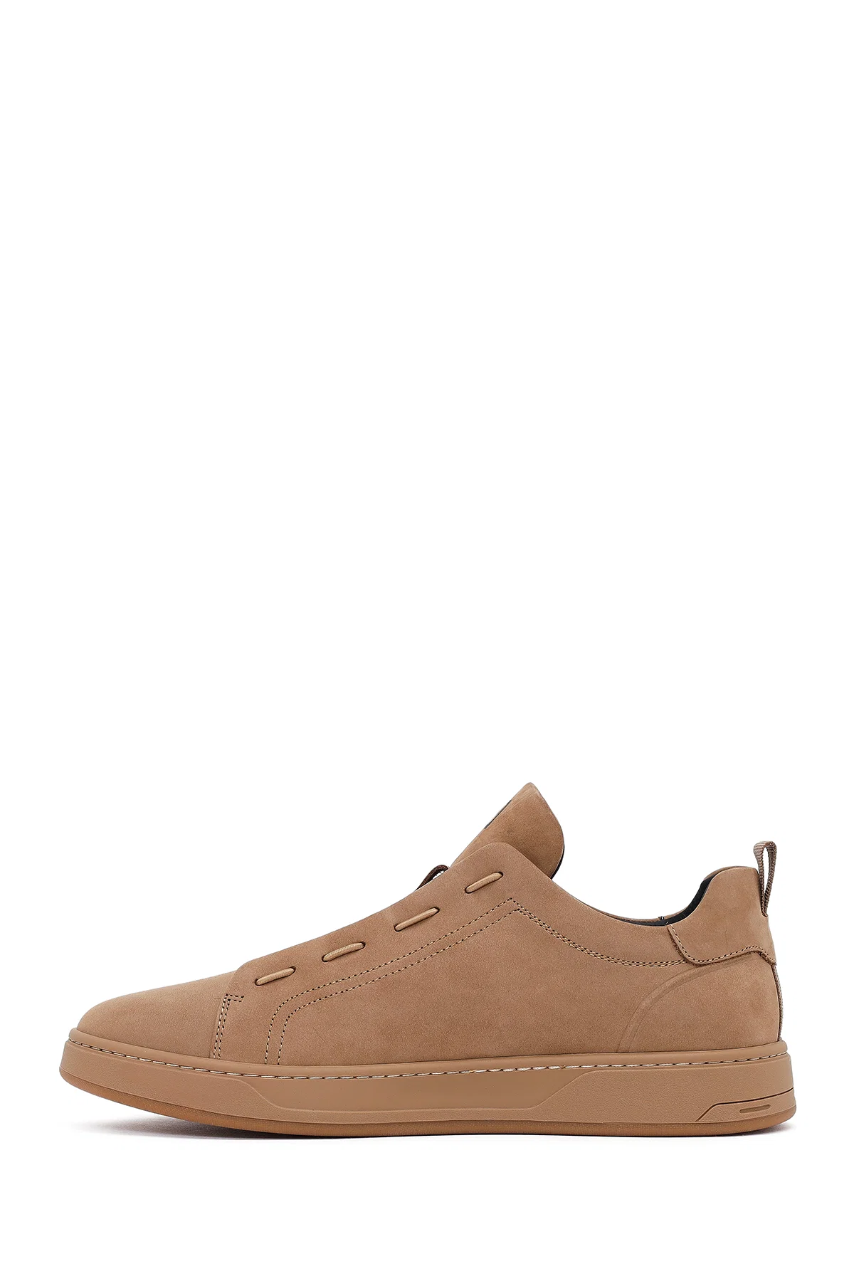 Erkek Vizon Bağcıklı Nubuk Deri Sneaker - Image 2