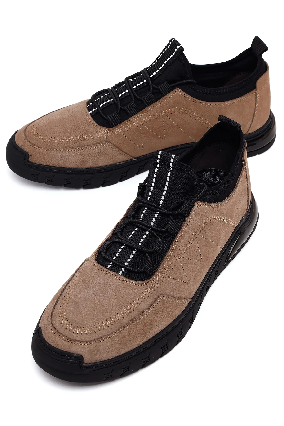 Erkek Vizon Bağcıklı Nubuk Deri Sneaker - Image 11