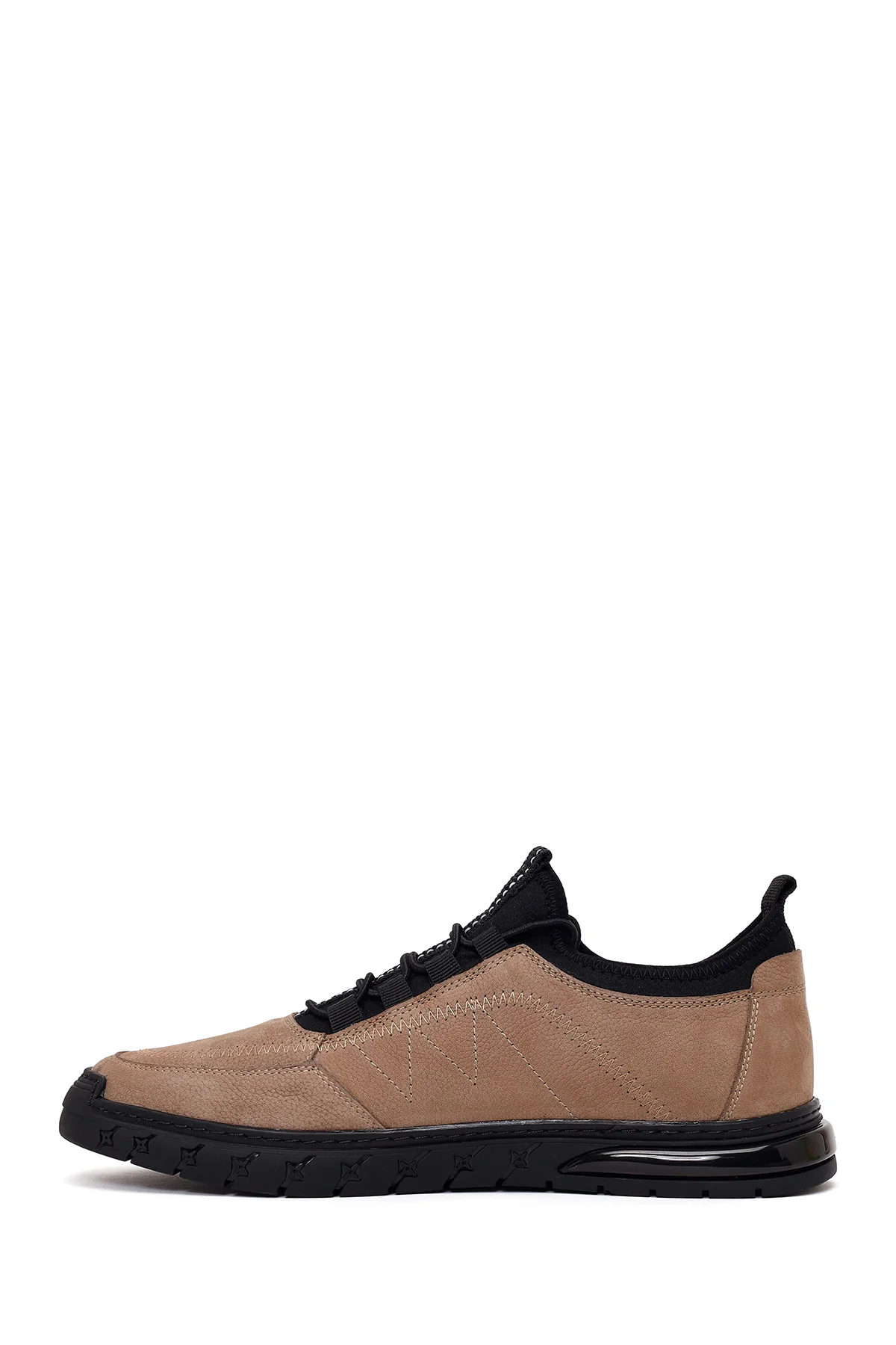 Erkek Vizon Bağcıklı Nubuk Deri Sneaker - Image 4