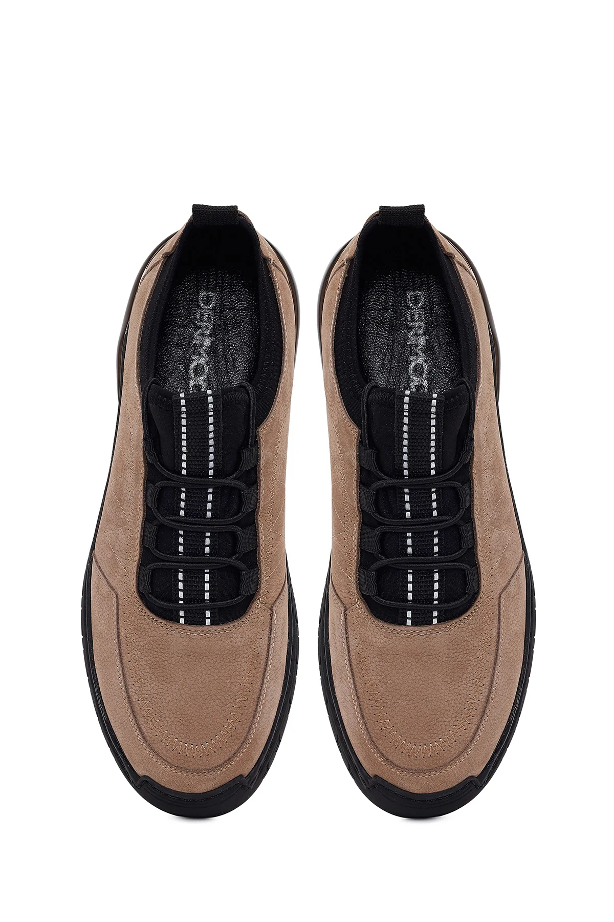 Erkek Vizon Bağcıklı Nubuk Deri Sneaker - Image 5