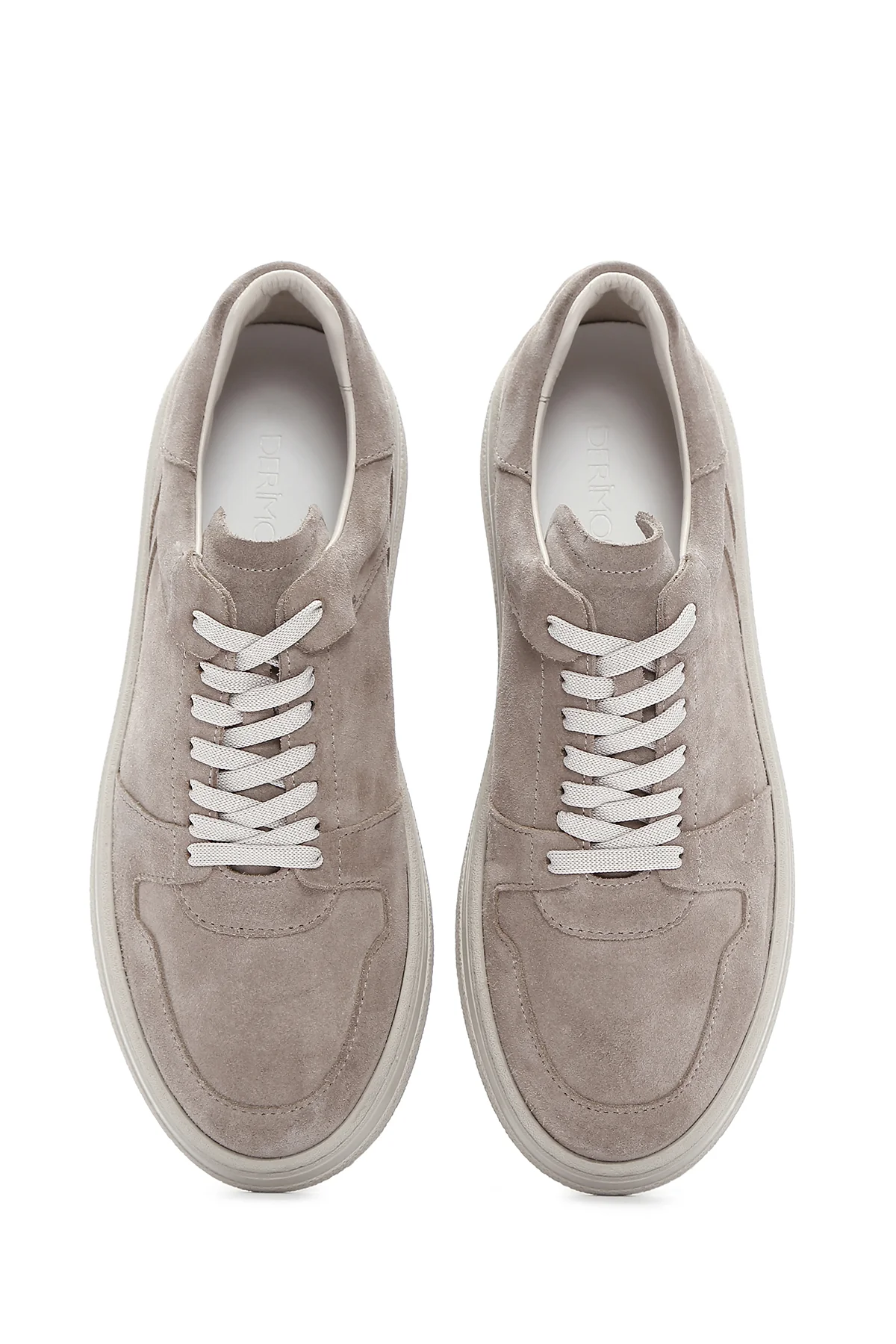 Erkek Vizon Bağcıklı Süet Deri Sneaker - Image 6