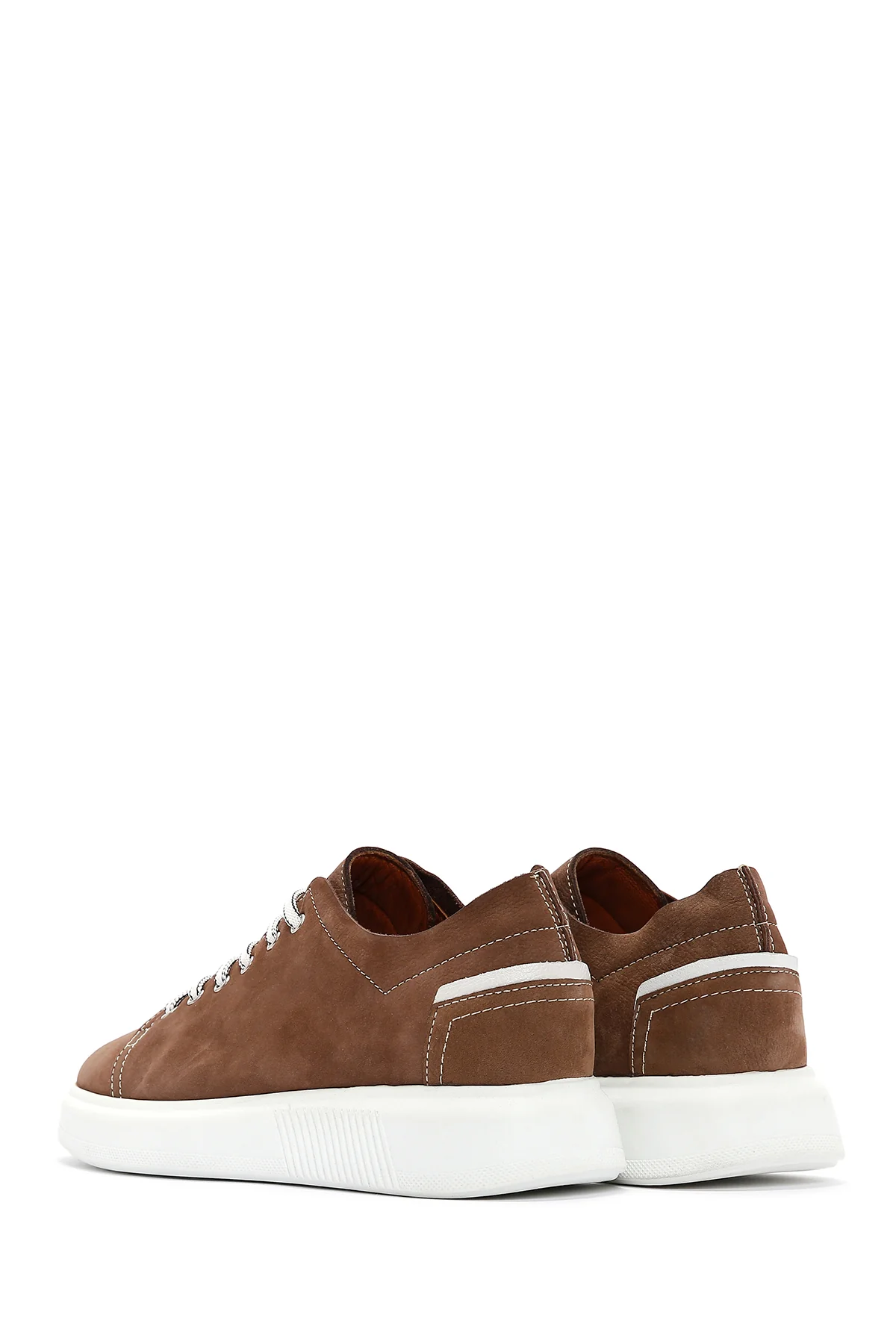 Erkek Vizon Bağcıklı Süet Deri Sneaker - Image 5