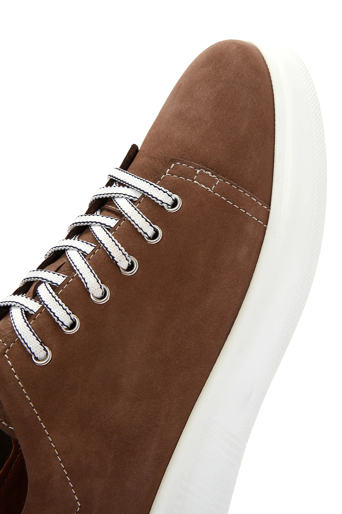 Erkek Vizon Bağcıklı Süet Deri Sneaker - Image 9