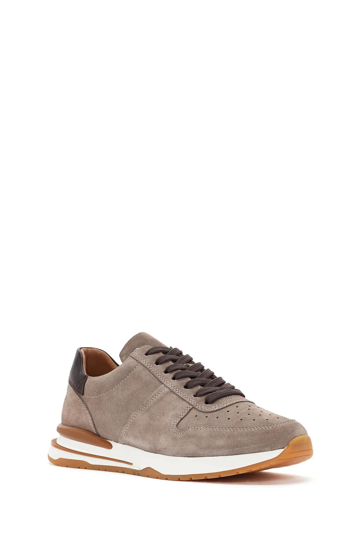 Erkek Vizon Bağcıklı Süet Deri Sneaker - Image 6