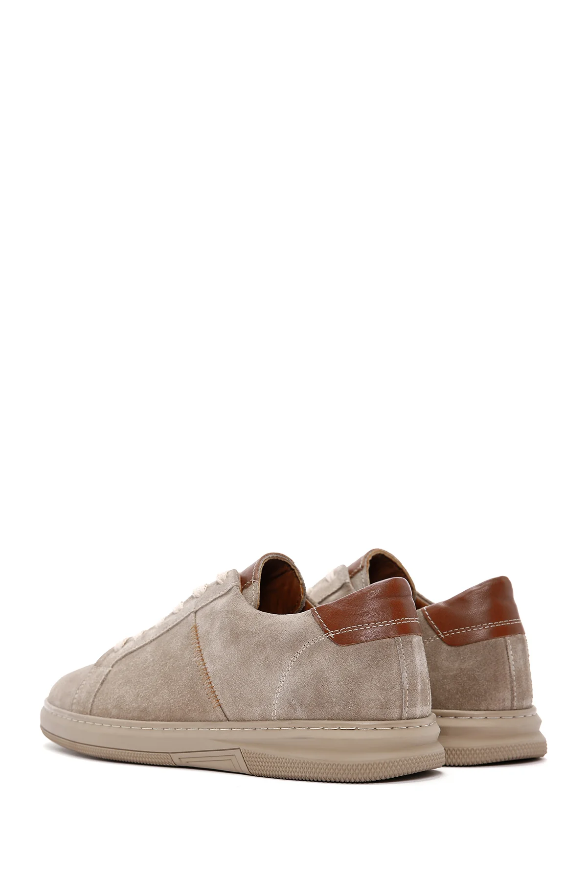 Erkek Vizon Bağcıklı Süet Deri Sneaker - Image 5