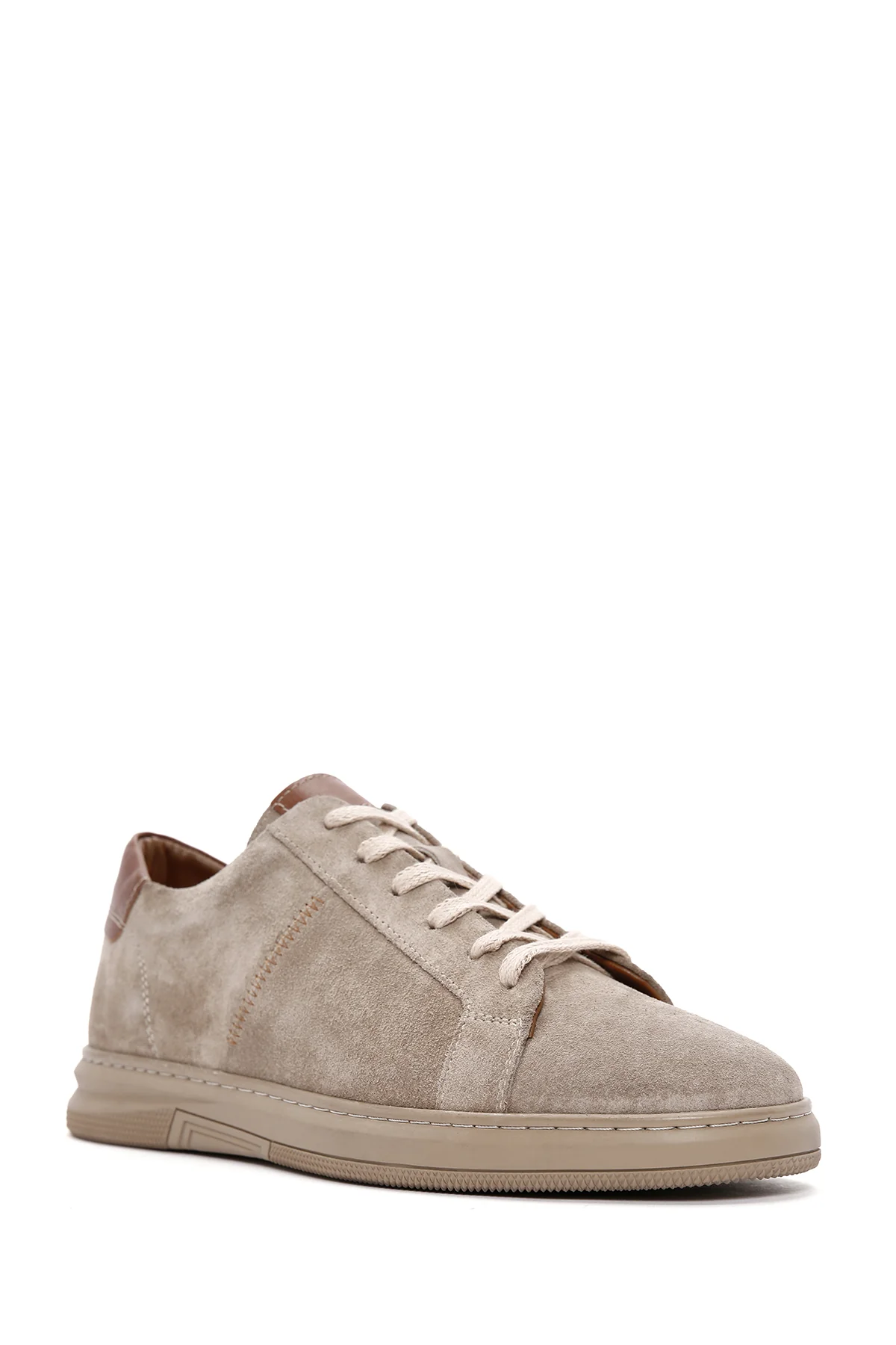 Erkek Vizon Bağcıklı Süet Deri Sneaker - Image 6